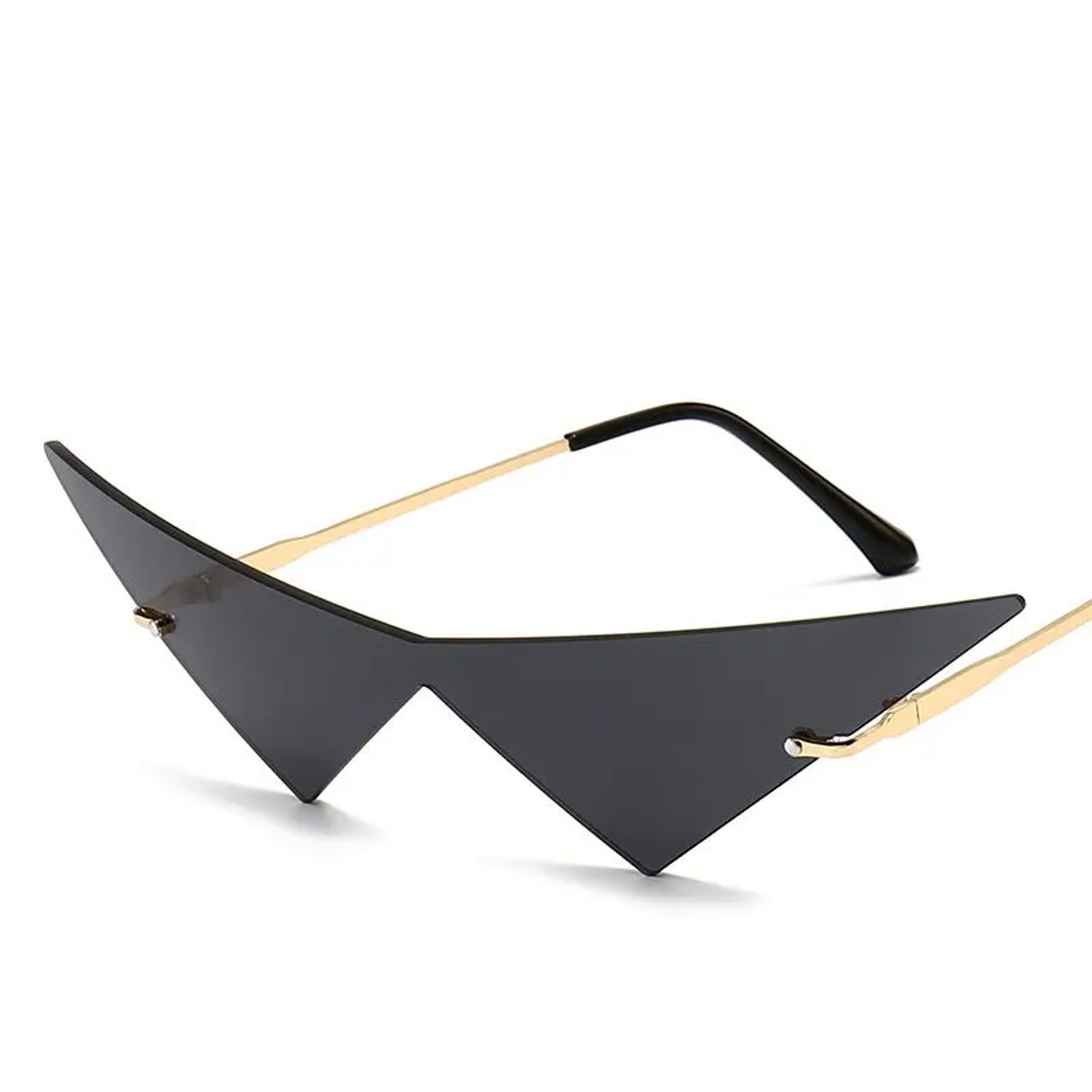 Rimless Triangle Cat Eye Sunglasses for Women UV Designer Fashion Shades – view 12