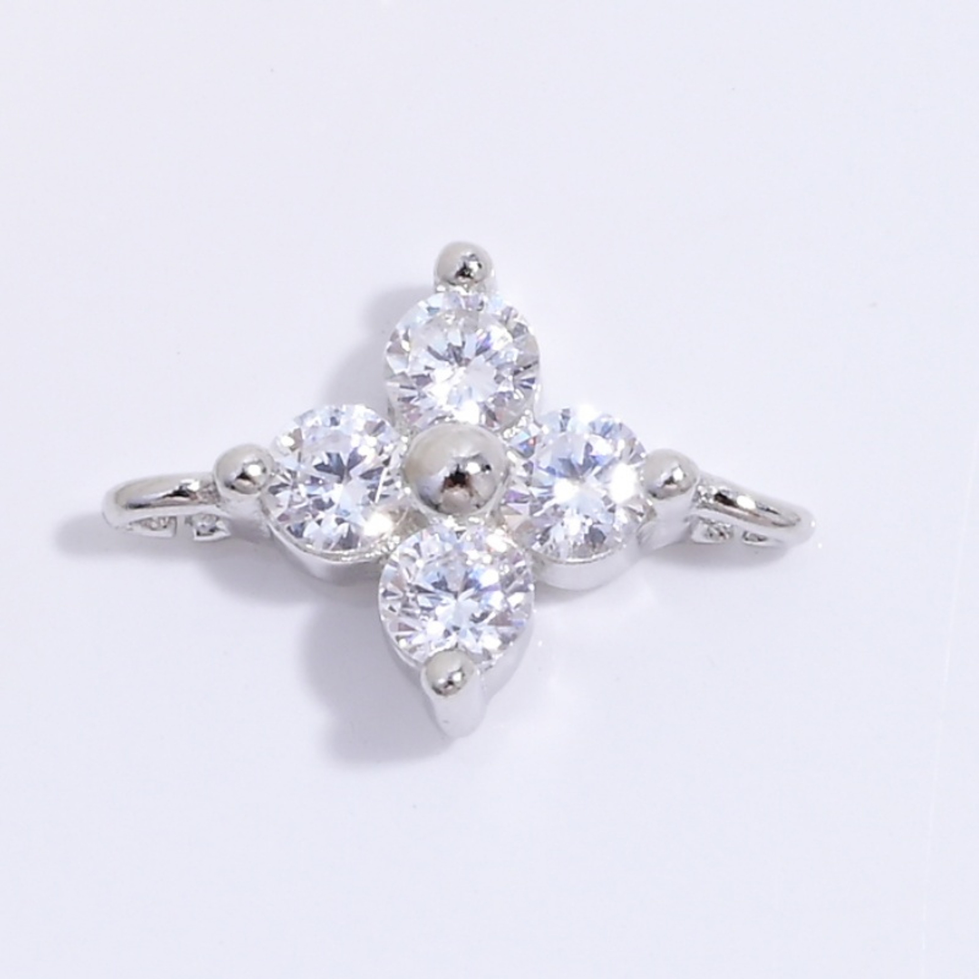 Sterling Silver Four Leaf Clover Zircon DIY Pendant Charm Connector for Jewelry Making – view 6