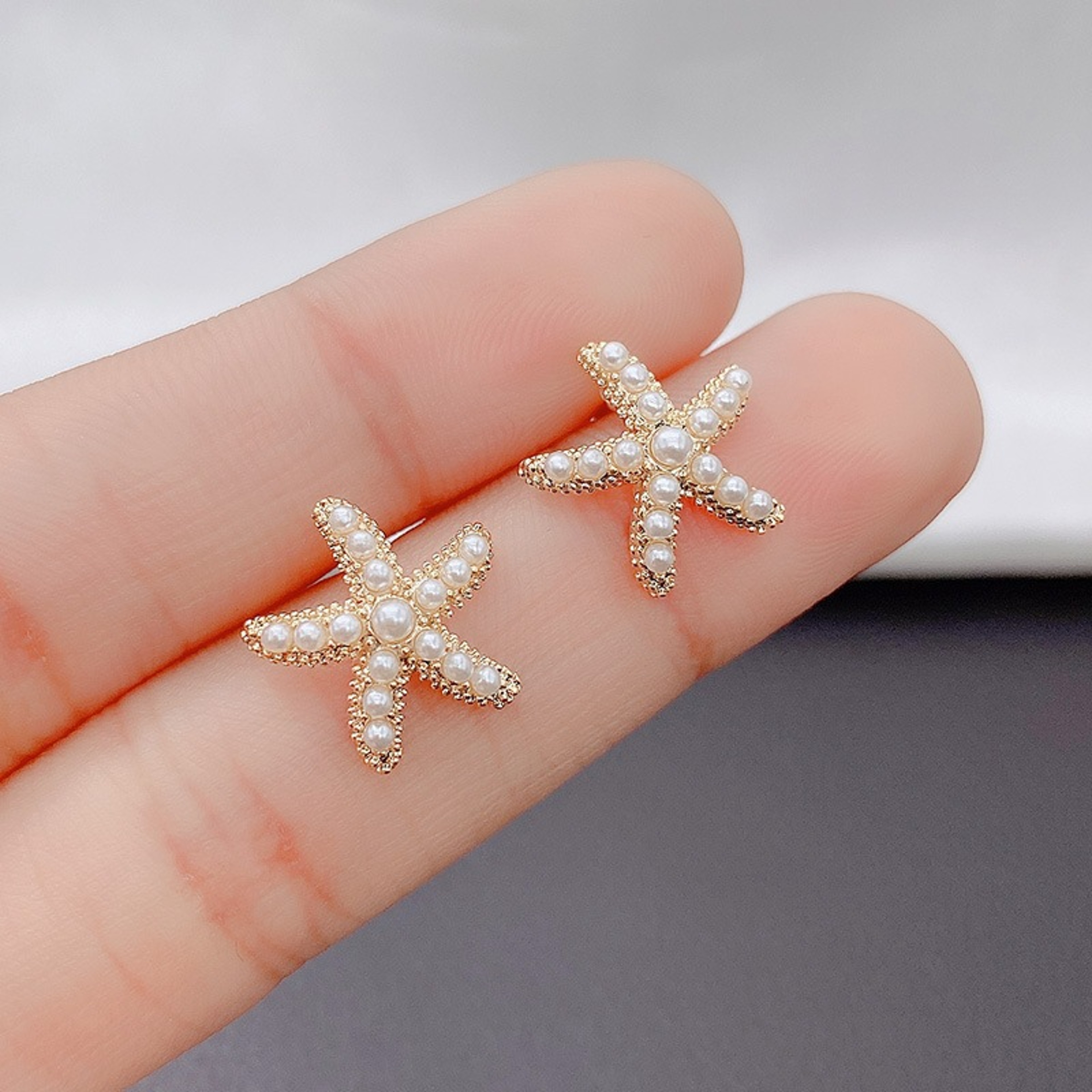 Vintage Pearl Starfish Stud Earrings Boho Beach Jewelry For Women Summer Gift 1