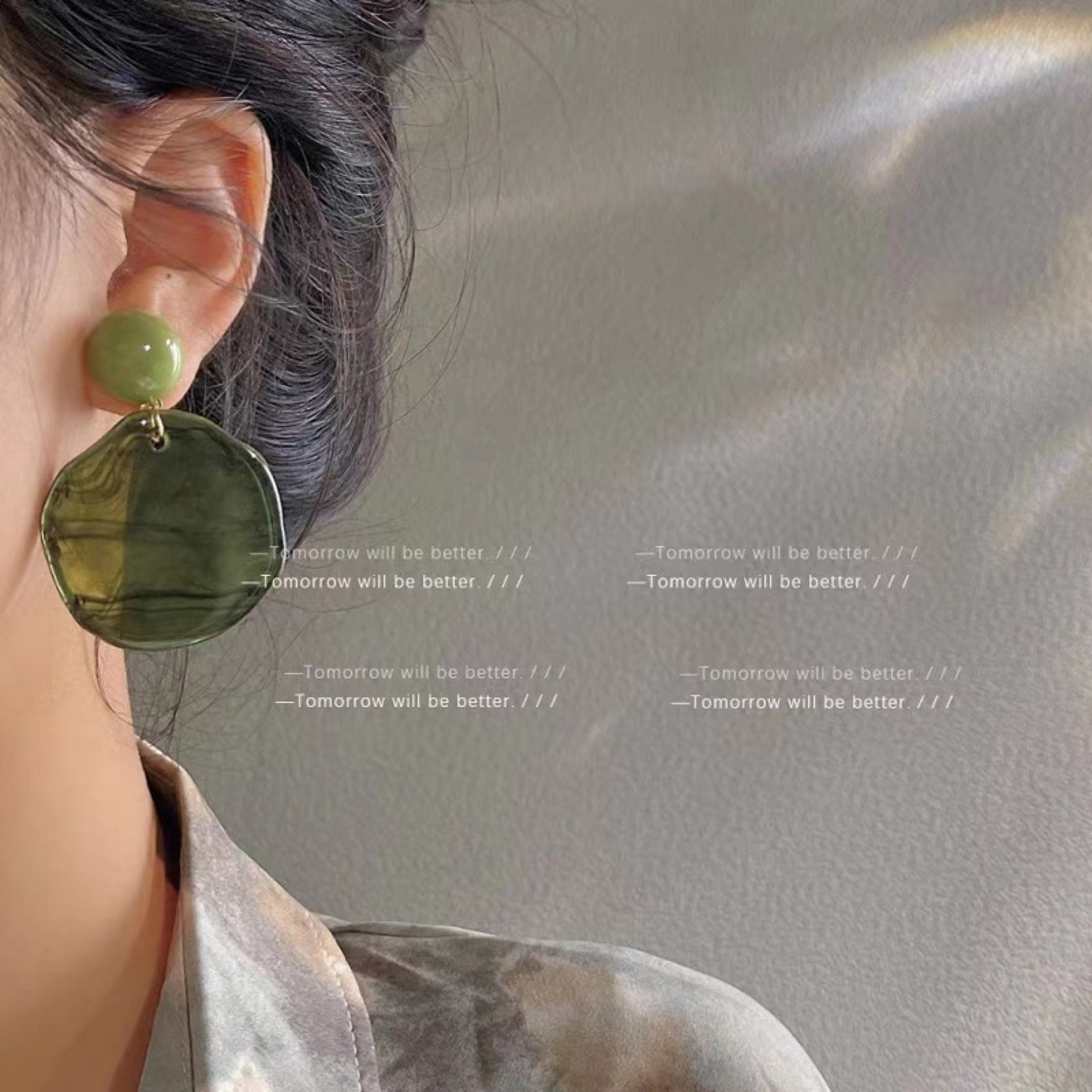 Vintage Geometric Resin Statement Earrings For Women Purple Green Circular Design 2