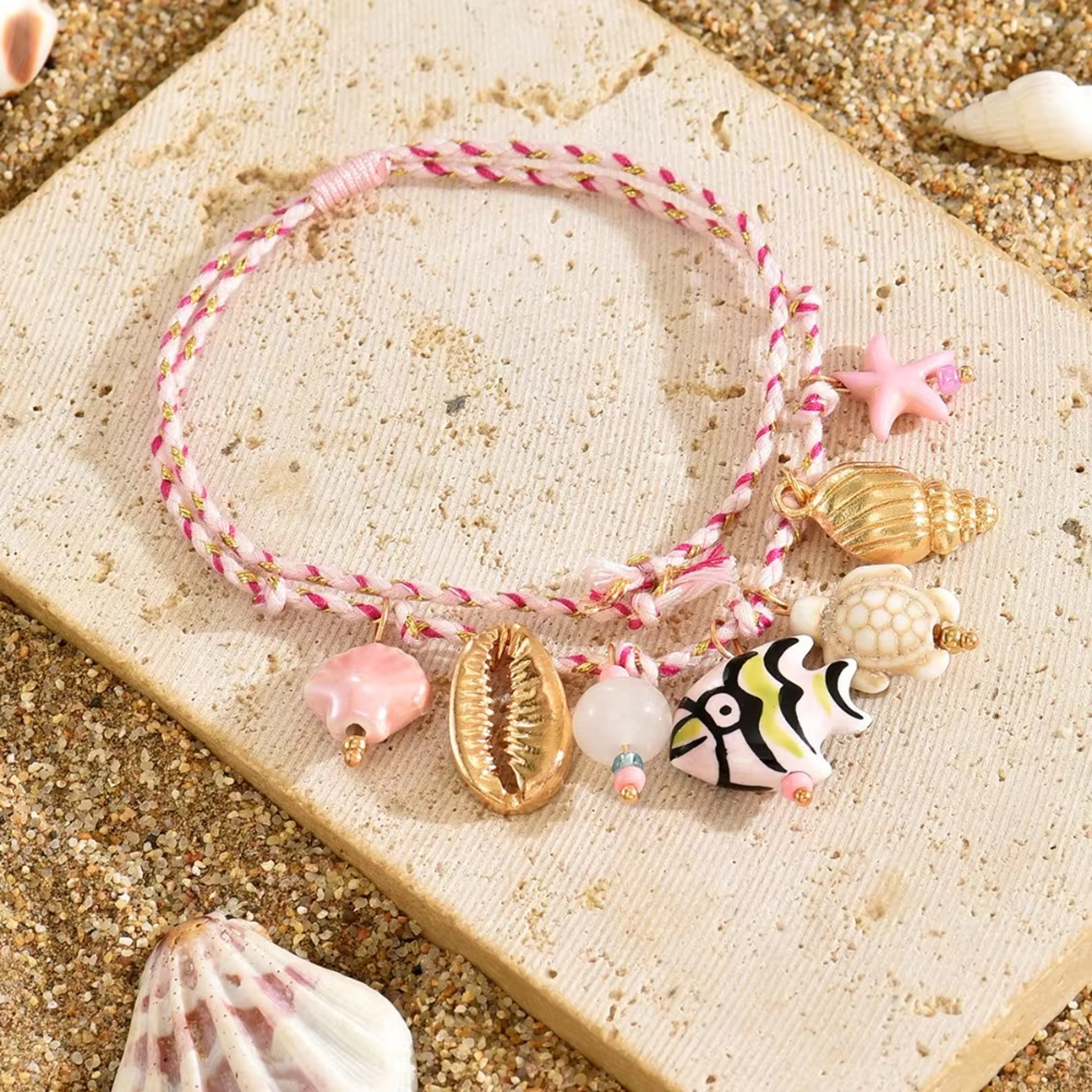 Ocean Charm Ceramic Fish Anklet for Women Boho Beach Shell Ankle Bracelet – view 7