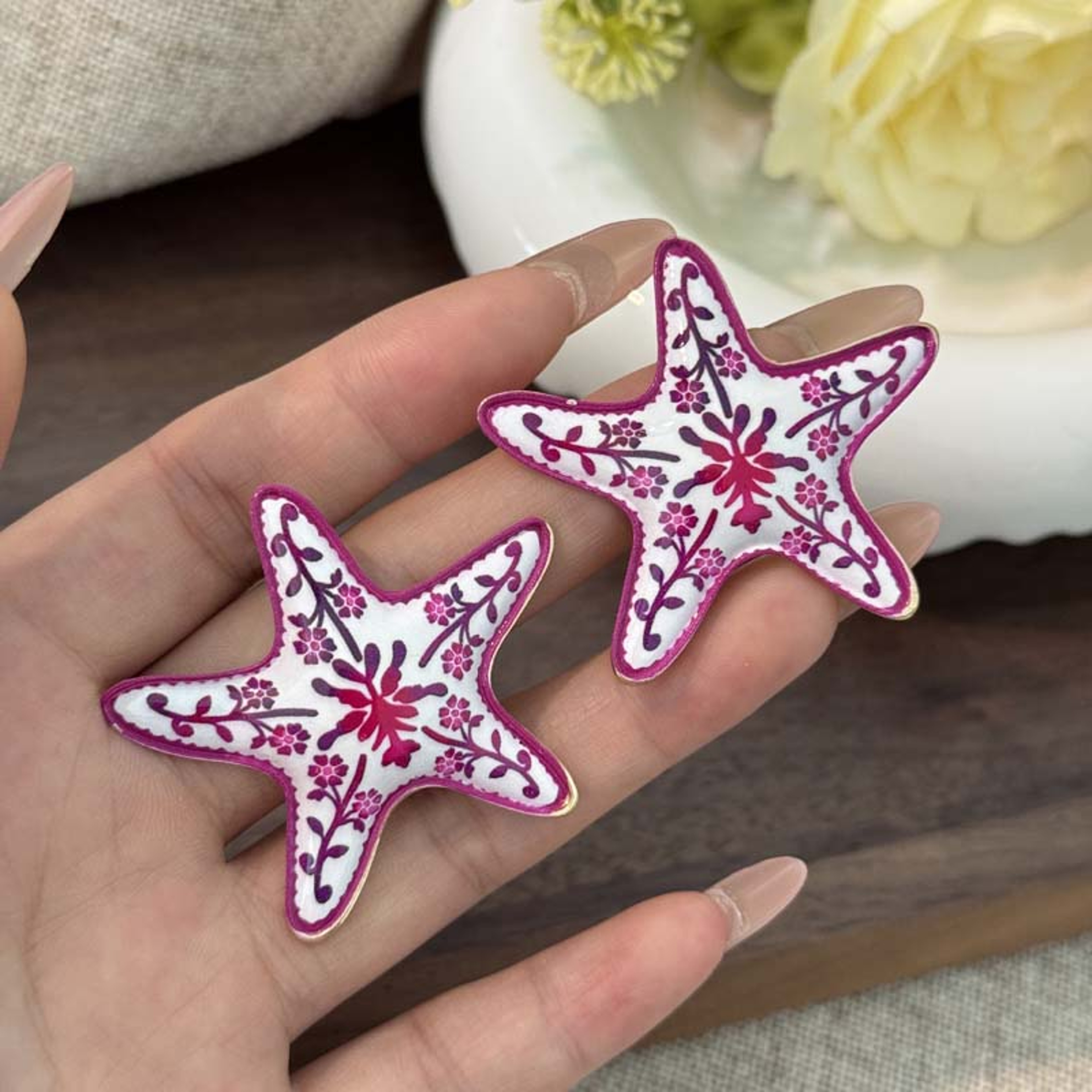 Colorful Enamel Starfish Stud Earrings for Women Beach Vacation Statement Jewelry – view 4