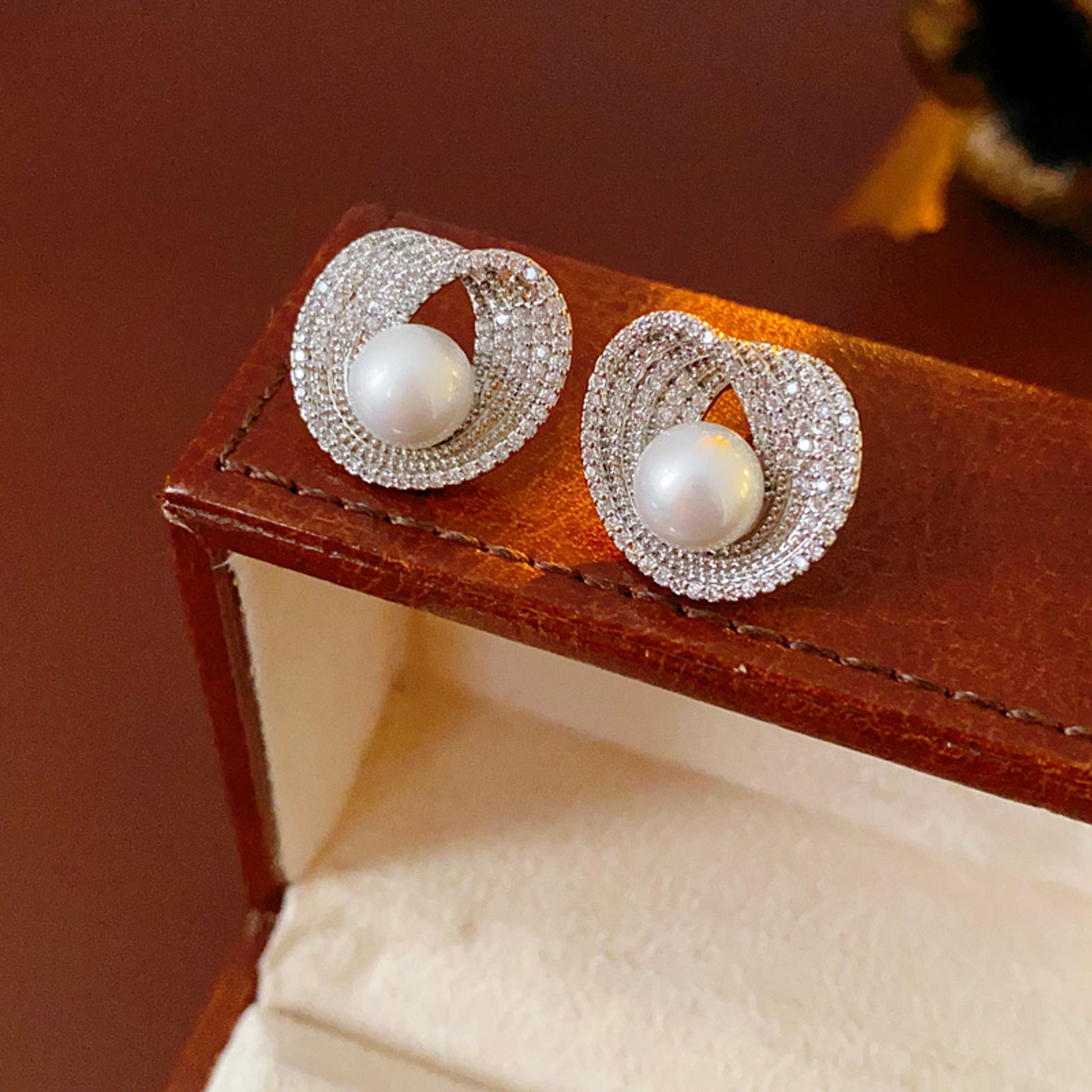 Luna Pearl Zircon Stud Earrings For Women Pearl Stud Earrings Zircon Earrings Elegant Wedding Jewel 0