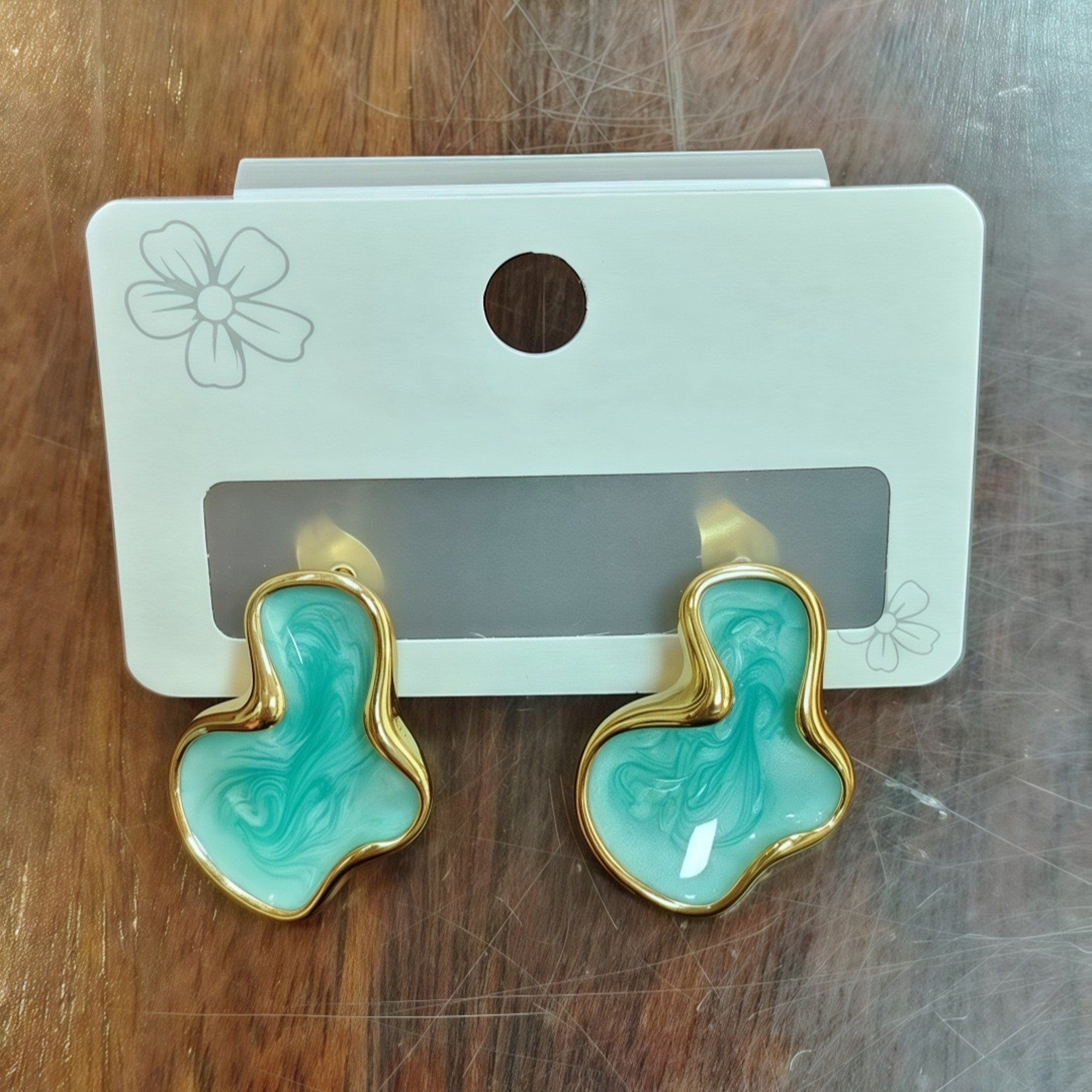 Abstract Cloud Color Block Stud Earrings for Women – view 7