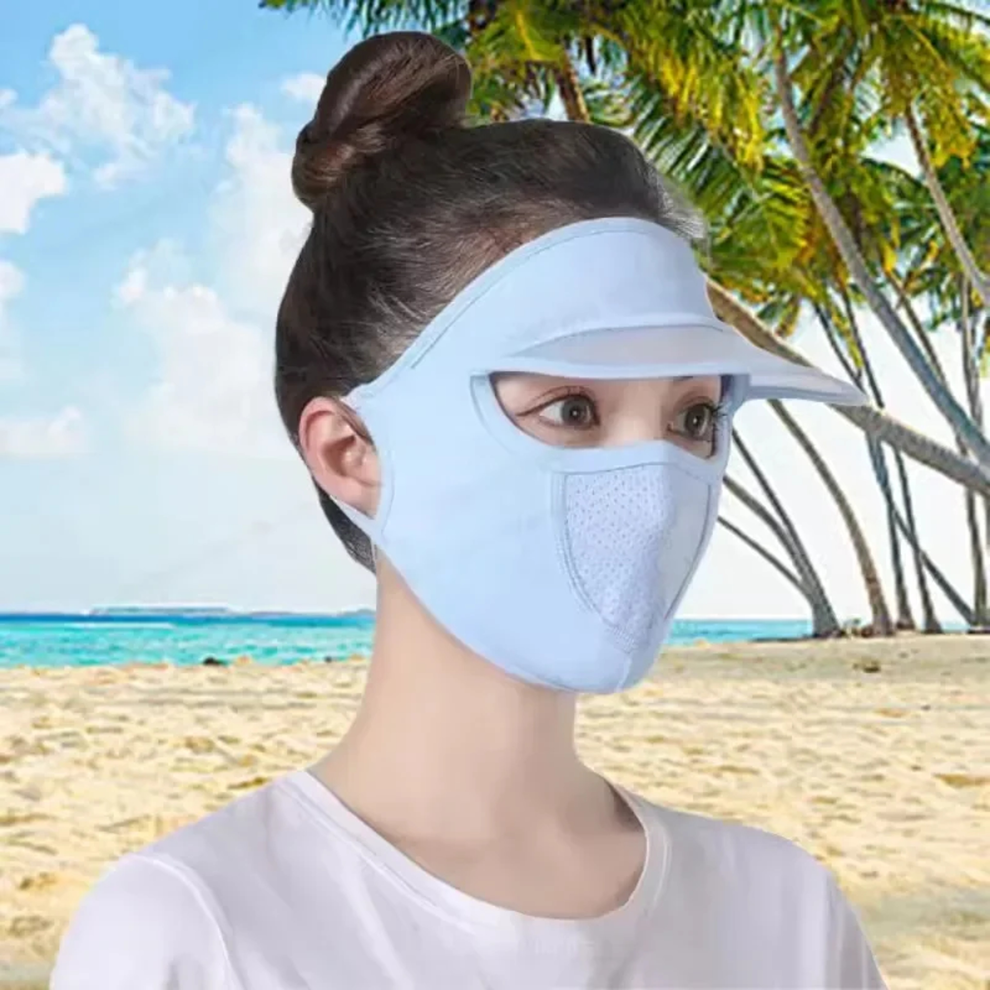 Ice Silk UV Protection Face Mask with Brim Cycling Sun Visor Summer Sun Protection Cover – view 3