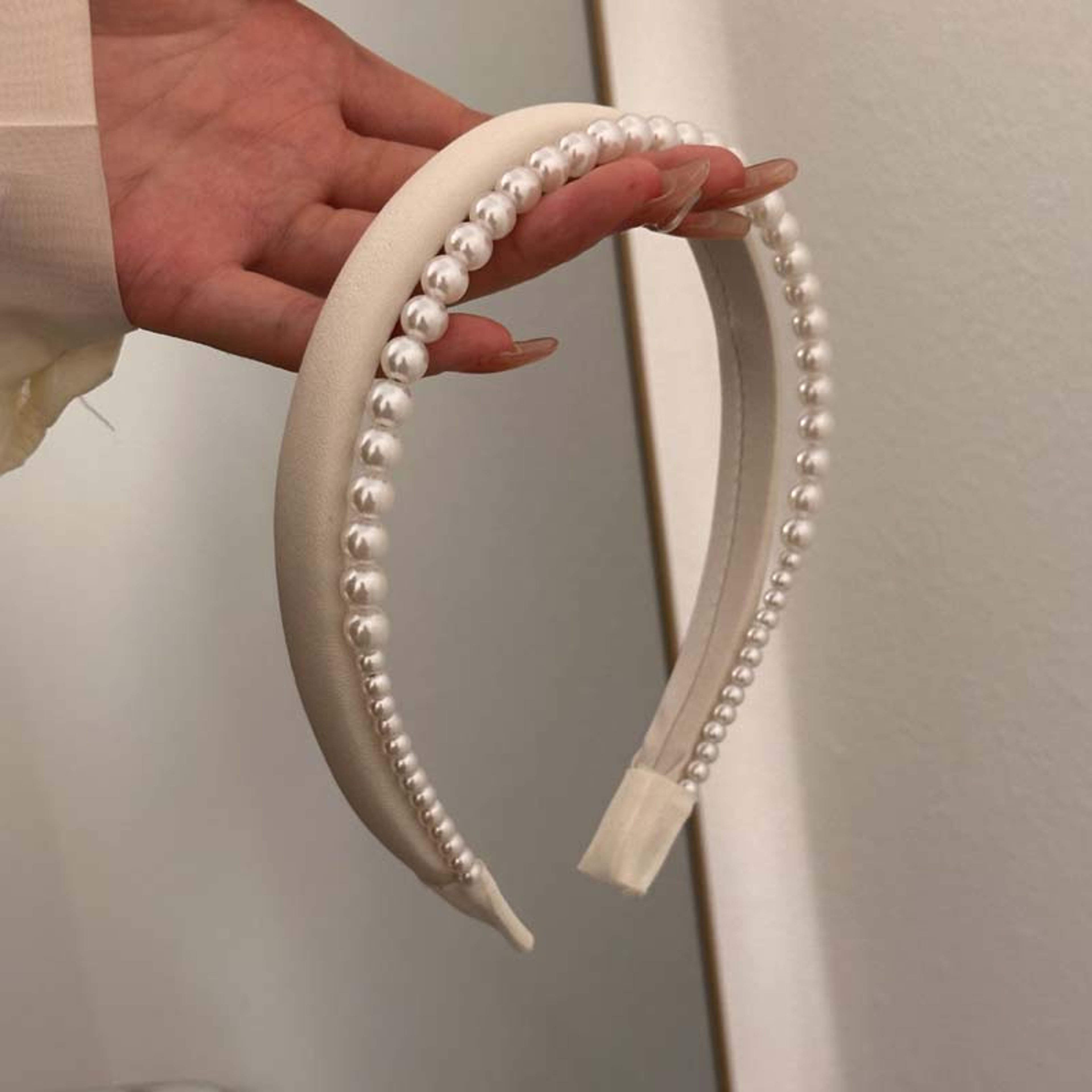 Elegant Satin Pearl Double Layer Headband For Women Bridal Hair Hoop  Fashion Hair Accessory 6