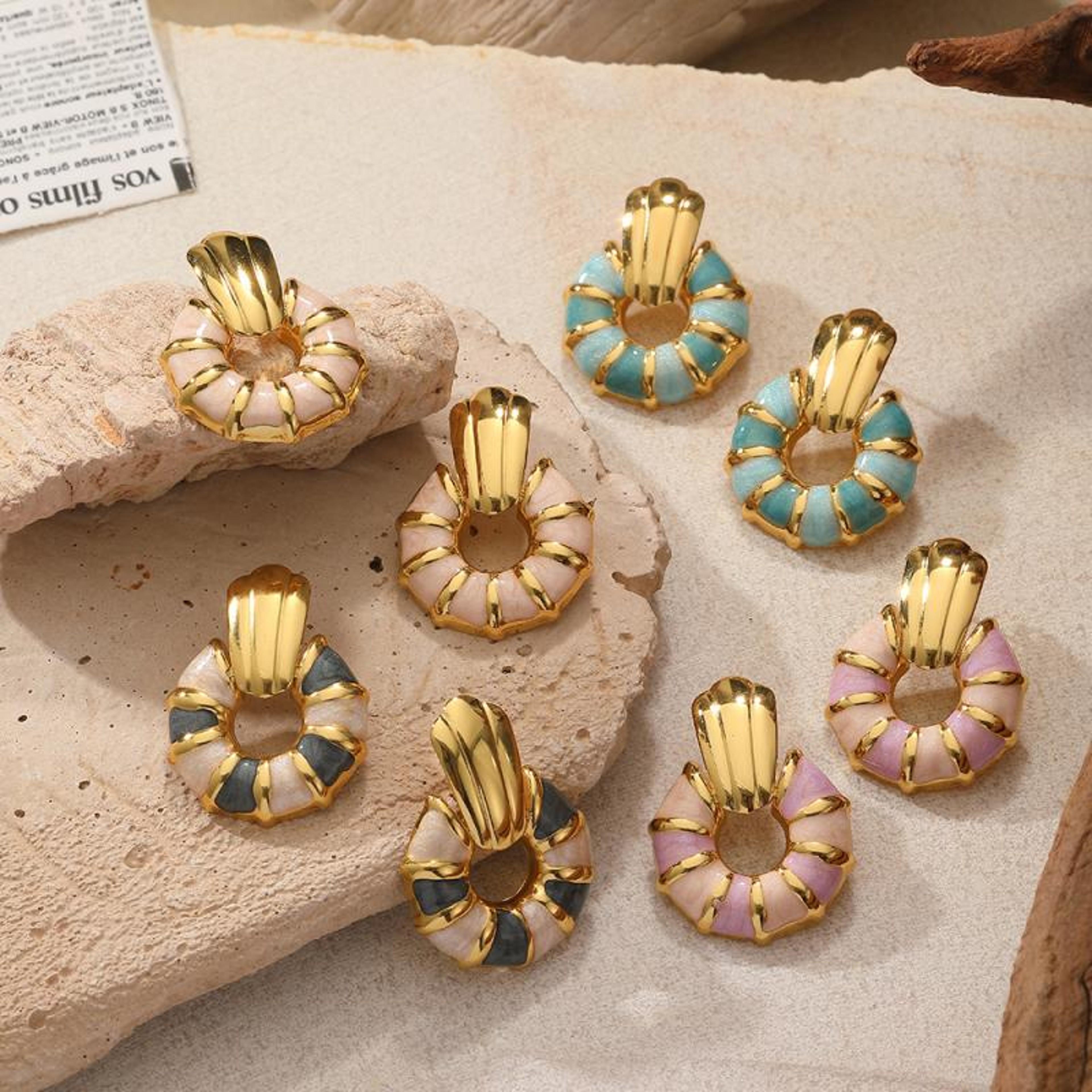 Vintage Enamel Stainless Steel Stud Earrings Colorful Light Luxury Party Jewelry Gift For Women 3