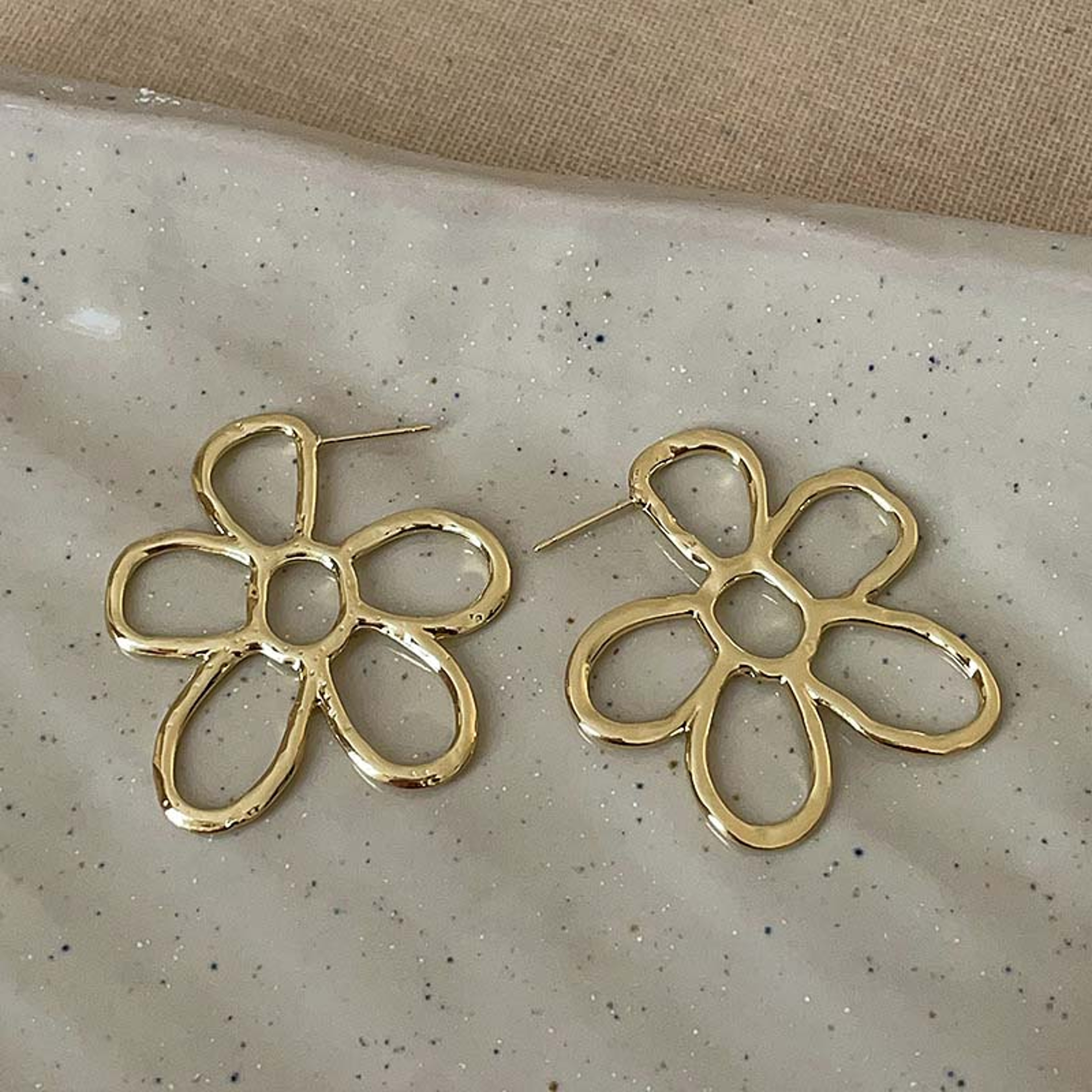 Golden Bloom Statement Flower Stud Earrings For Women 5