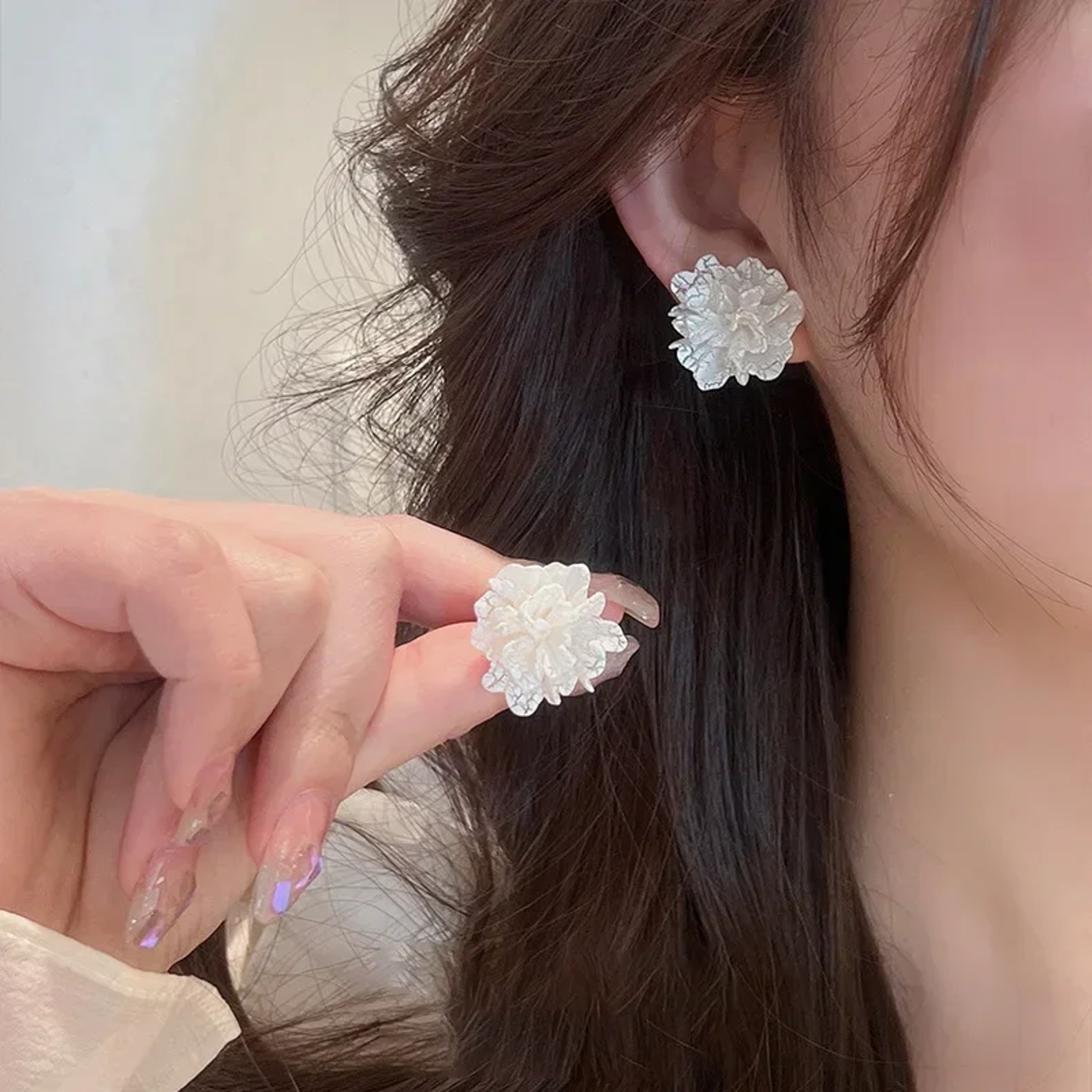Elegant Bloom White Flower Stud Earrings for Weddings & Special Occasions – view 2