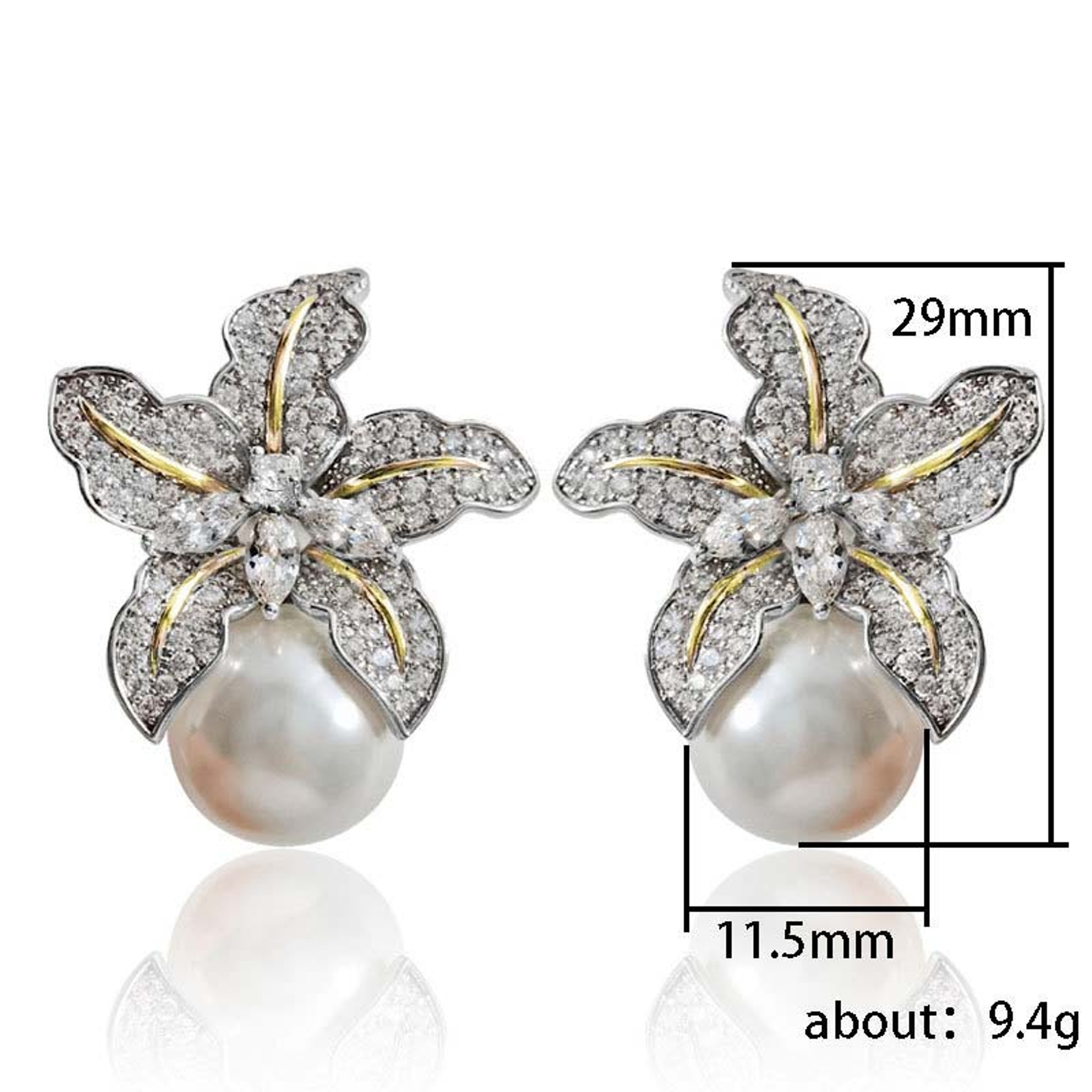 Luxe Pearl Blossom Zircon Earrings For Women Elegant Wedding  Bridal Jewelry 5
