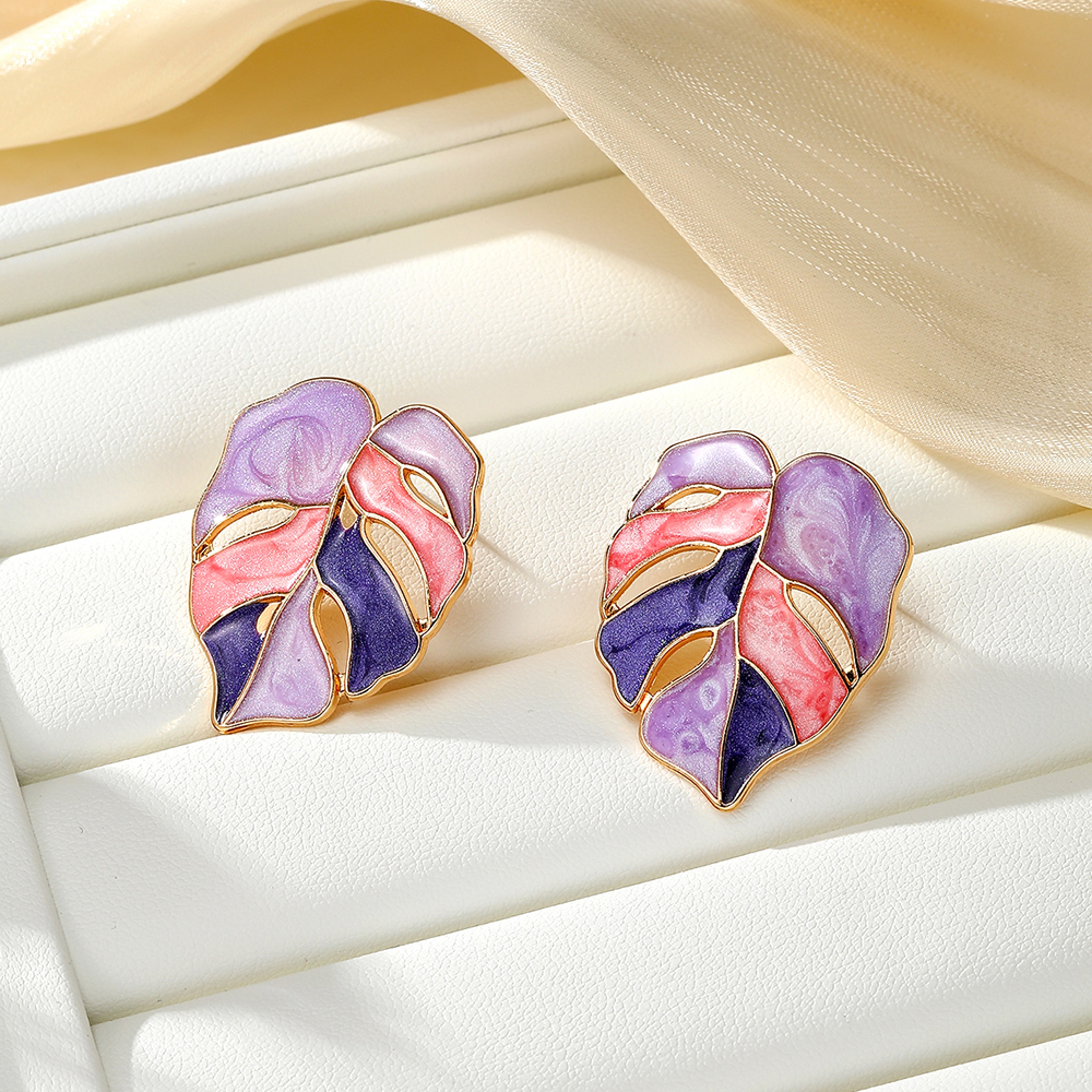 Colorful Leaf Drop Earrings for Women Leaf Earrings, Colorful Drop Earrings, Nature Inspired Jewelry – view 6