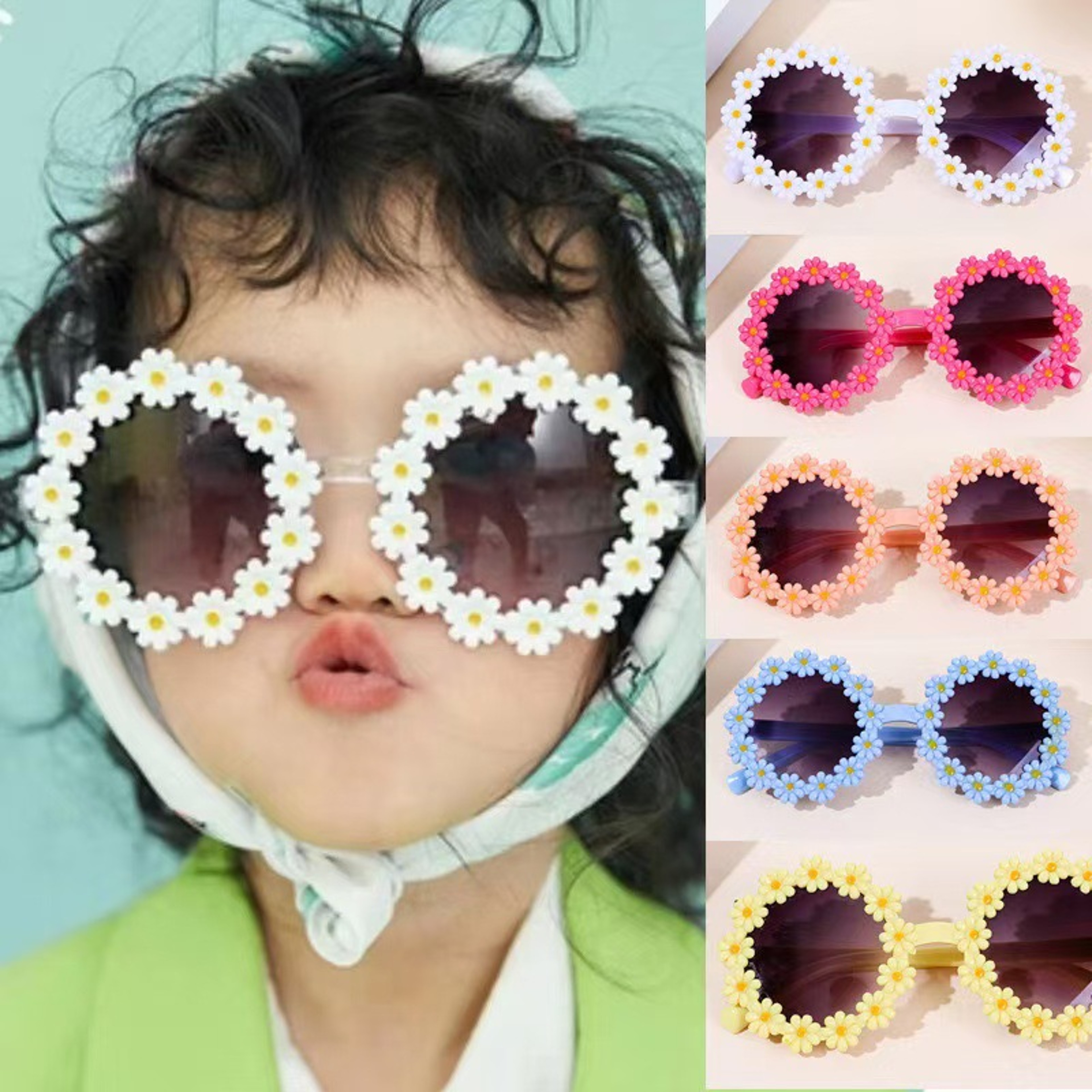 Daisy Flower Kids Sunglasses UV Protection Round Party Shades 0
