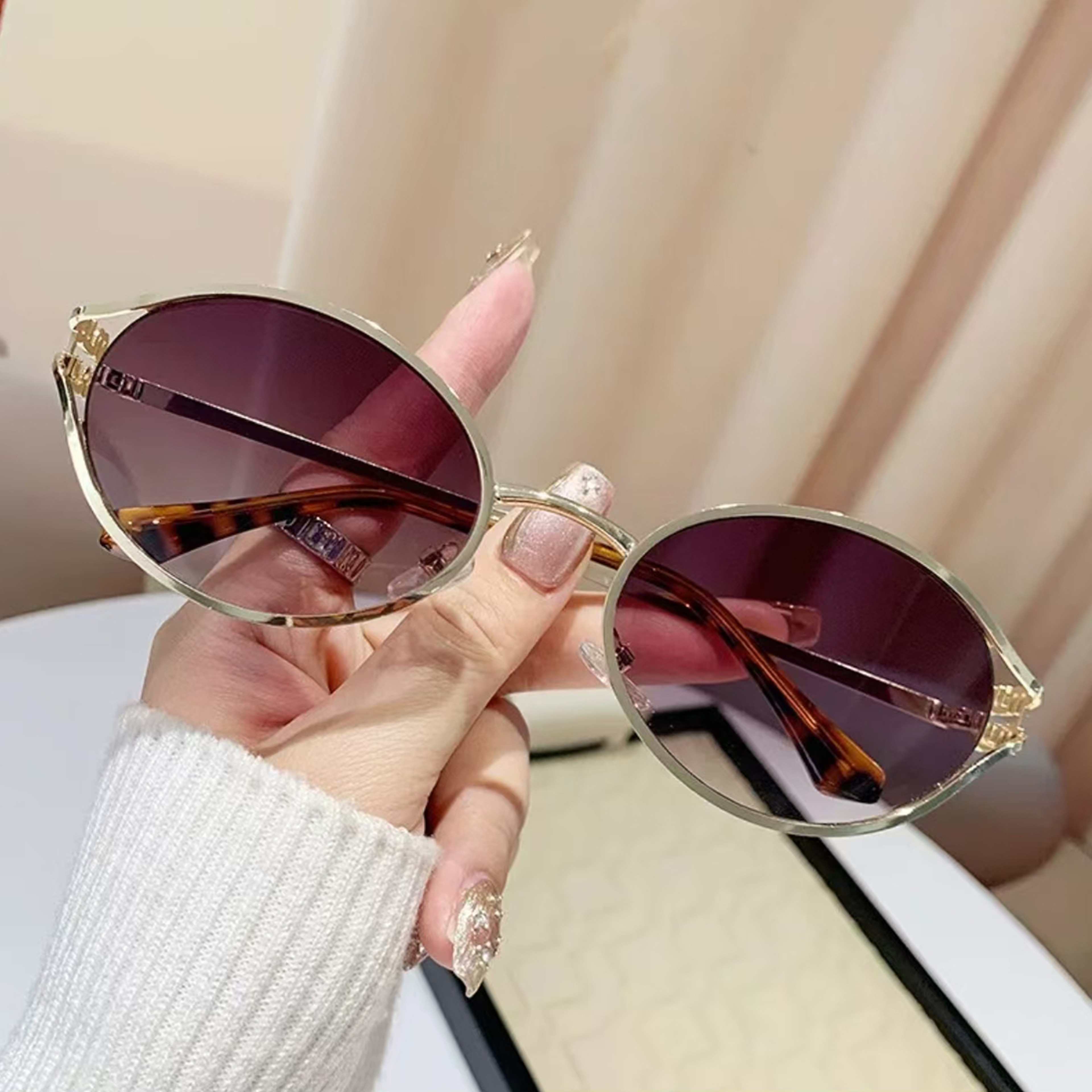 Vintage Vista Oval Sunglasses Retro Metal Frame Street Style Shades 6