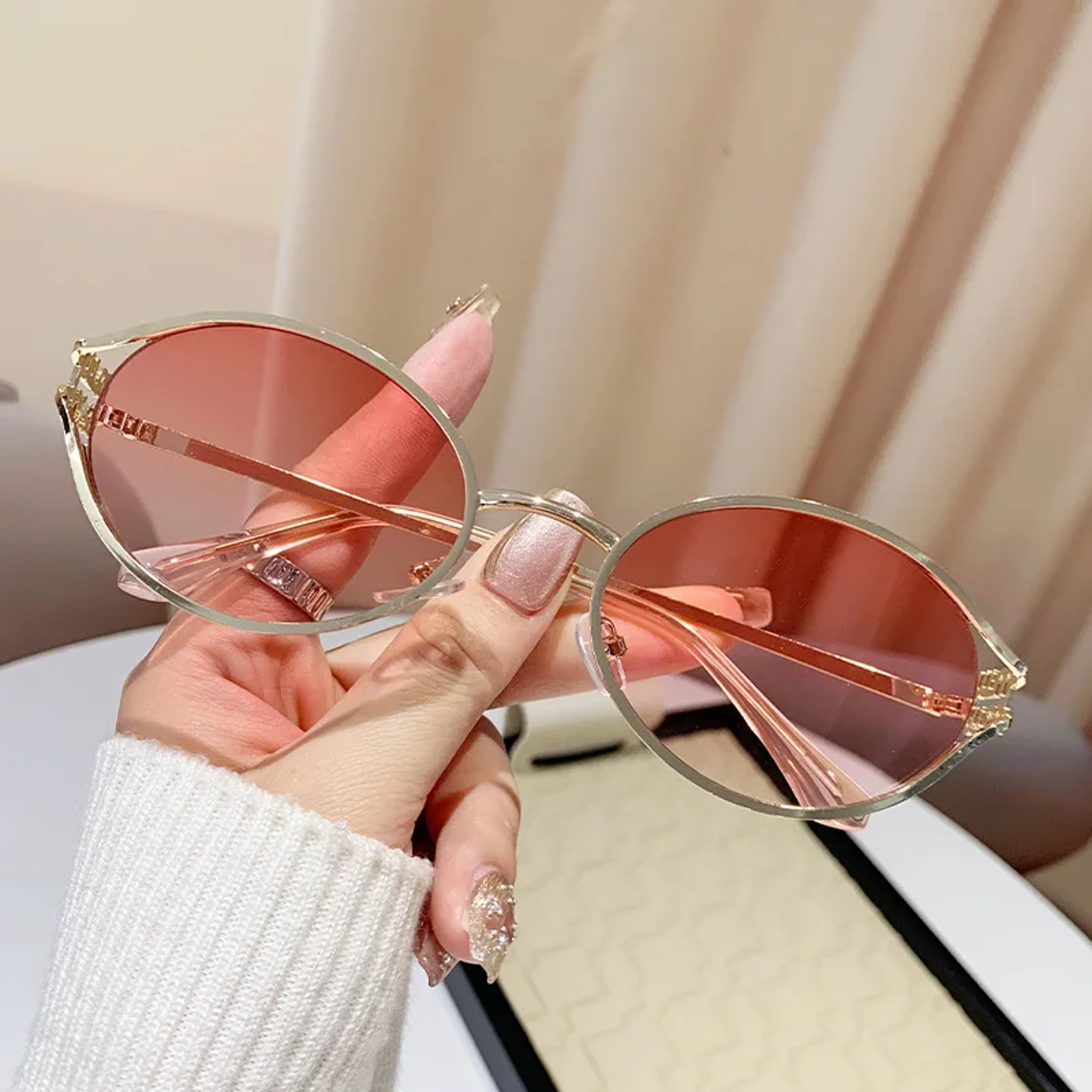 Vintage Vista Oval Sunglasses Retro Metal Frame Street Style Shades 7