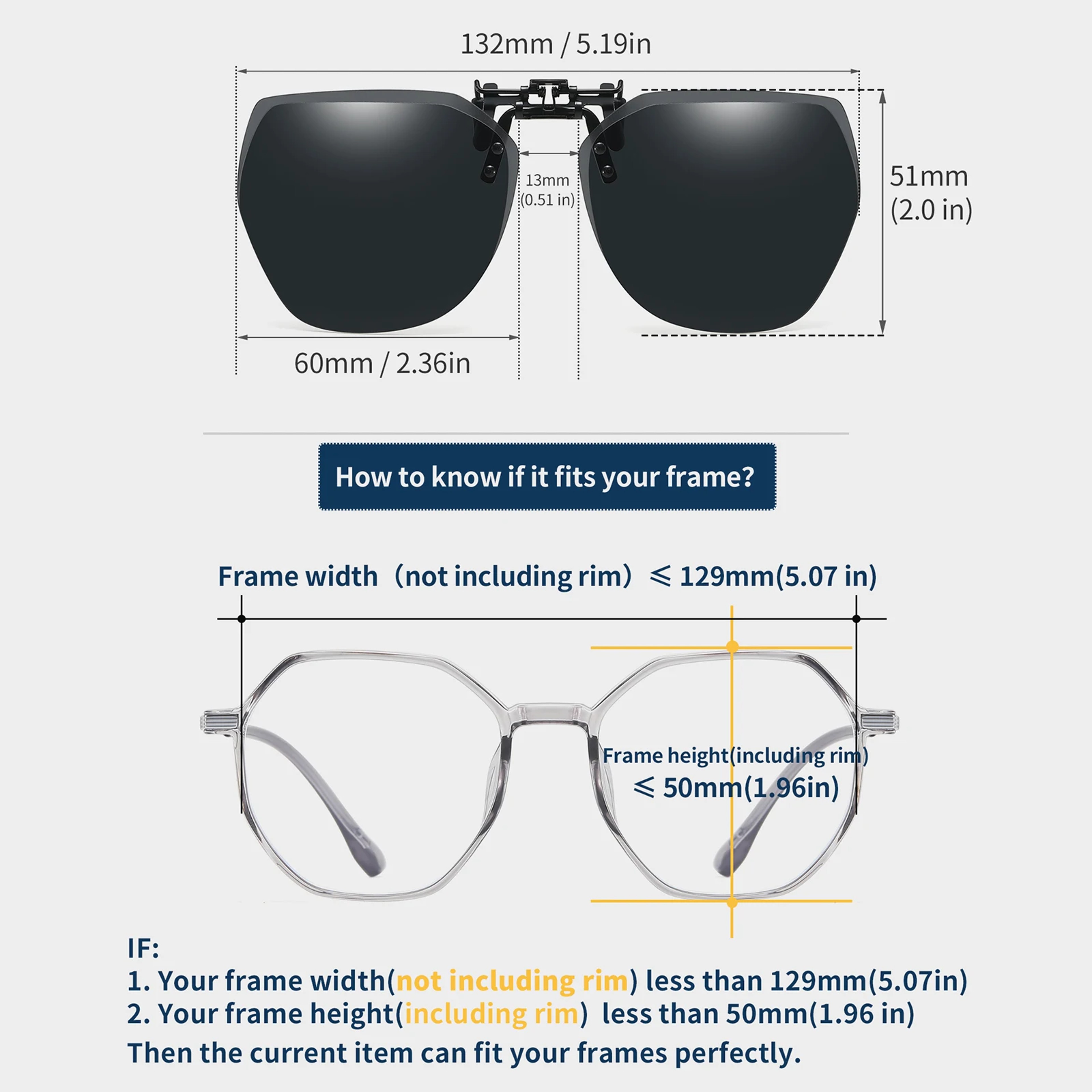 Flip Up Polarized Clip On Sunglasses for Prescription Glasses UV Outdoor Lens – view 4