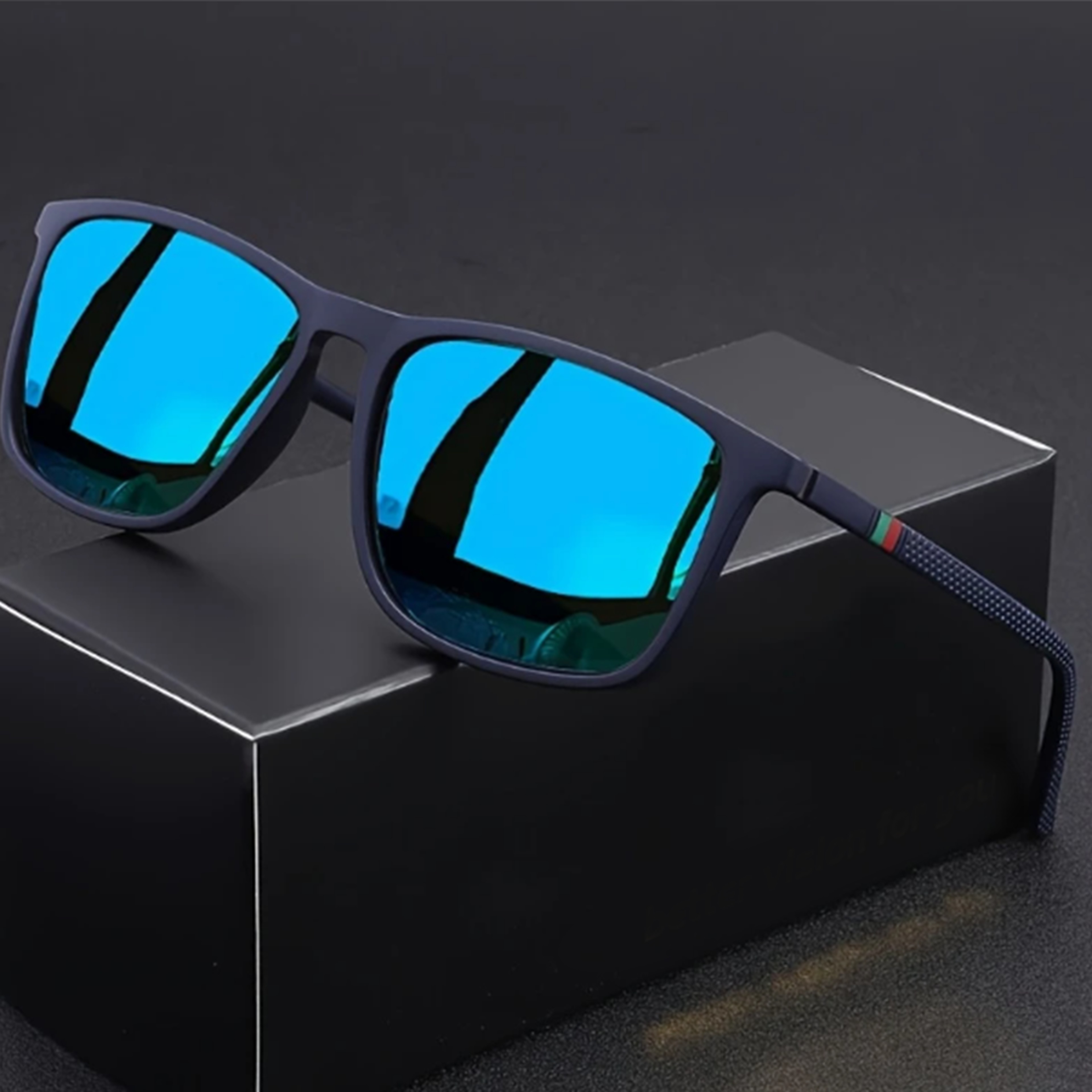 Classic Men's Square Sunglasses Lightweight Black Frame UV Protection Eyewear for Travel & Everyday Style – view 5