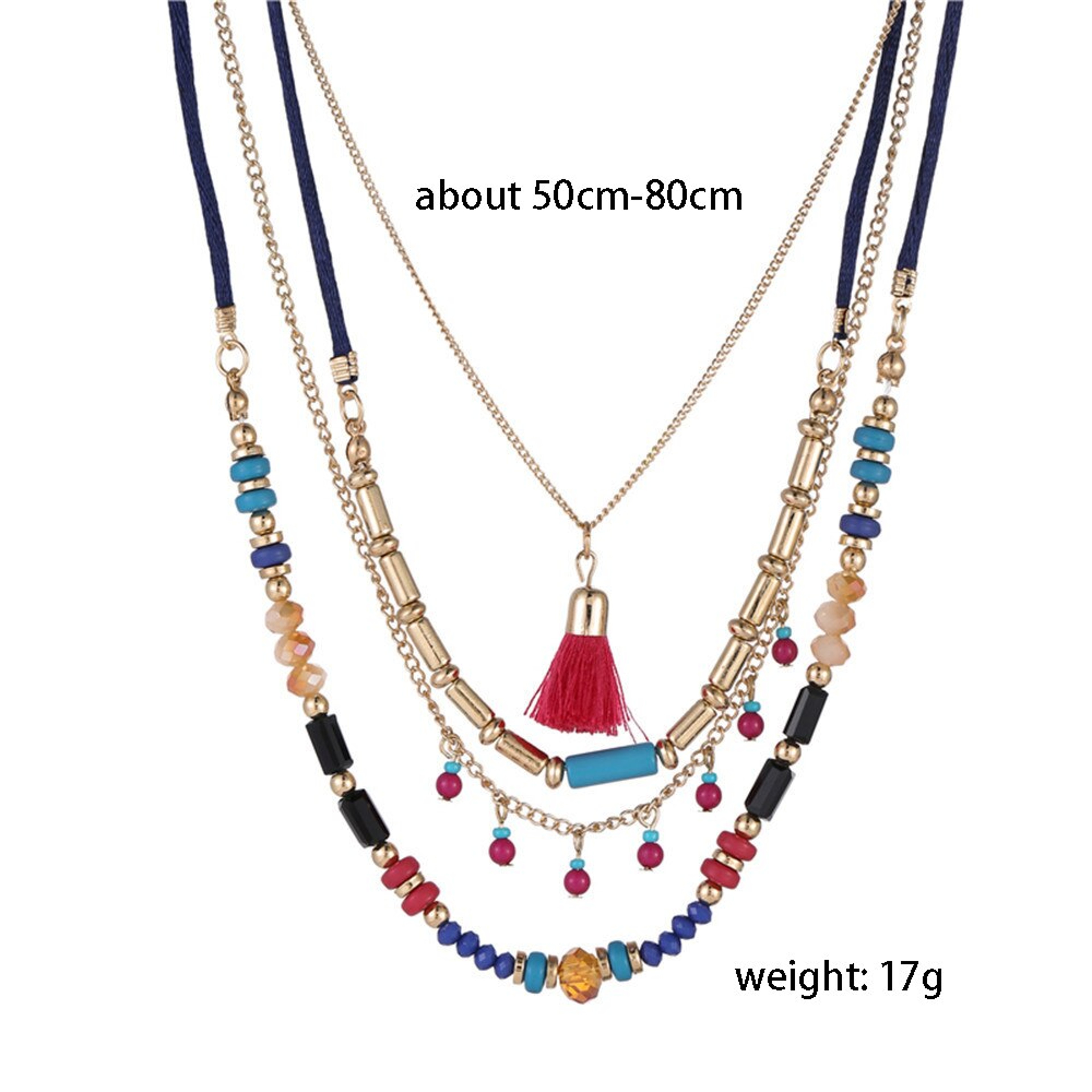 Bohemian Layered Bead Necklace Handmade Colorful Pendant Jewelry for Women – view 2