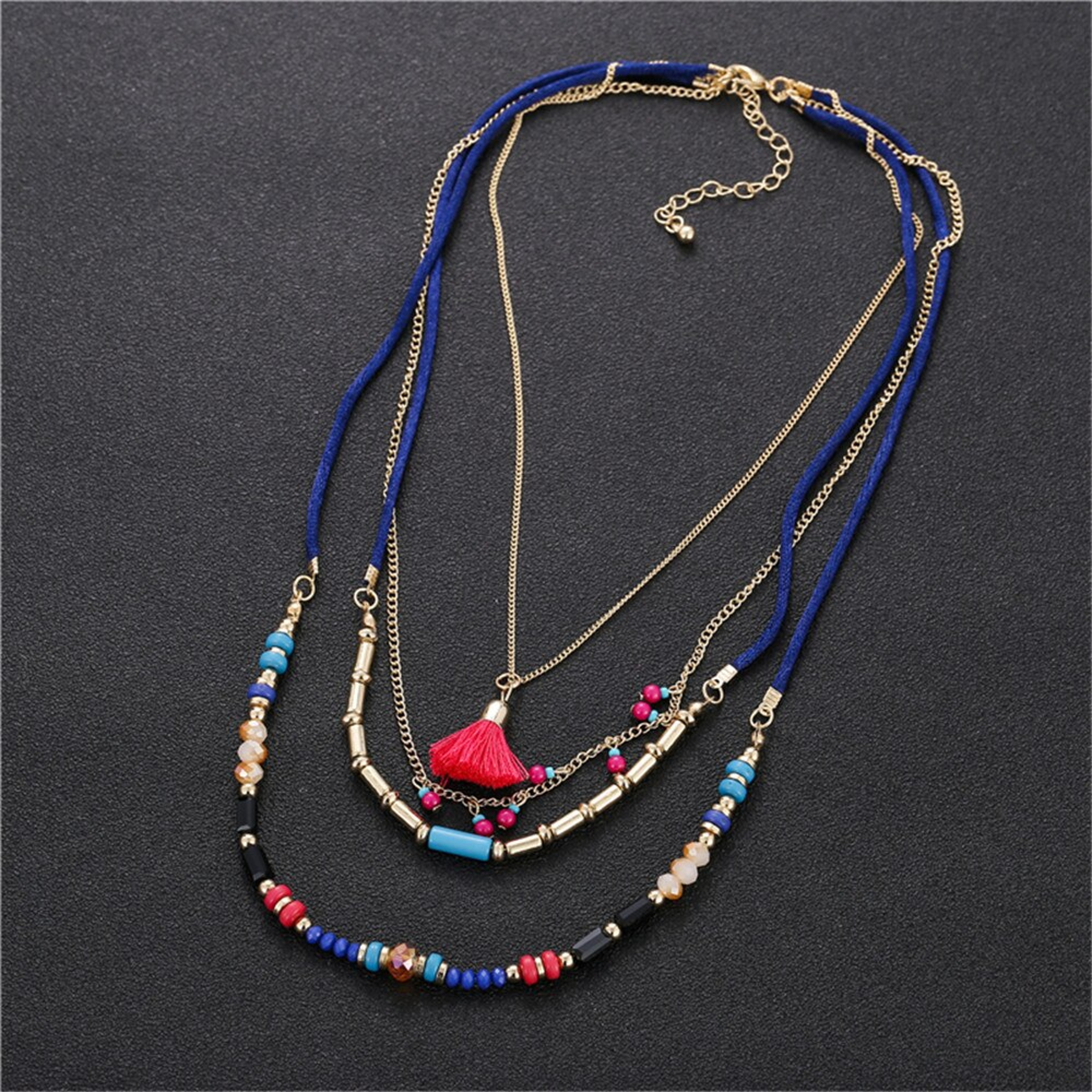Bohemian Layered Bead Necklace Handmade Colorful Pendant Jewelry for Women – view 5