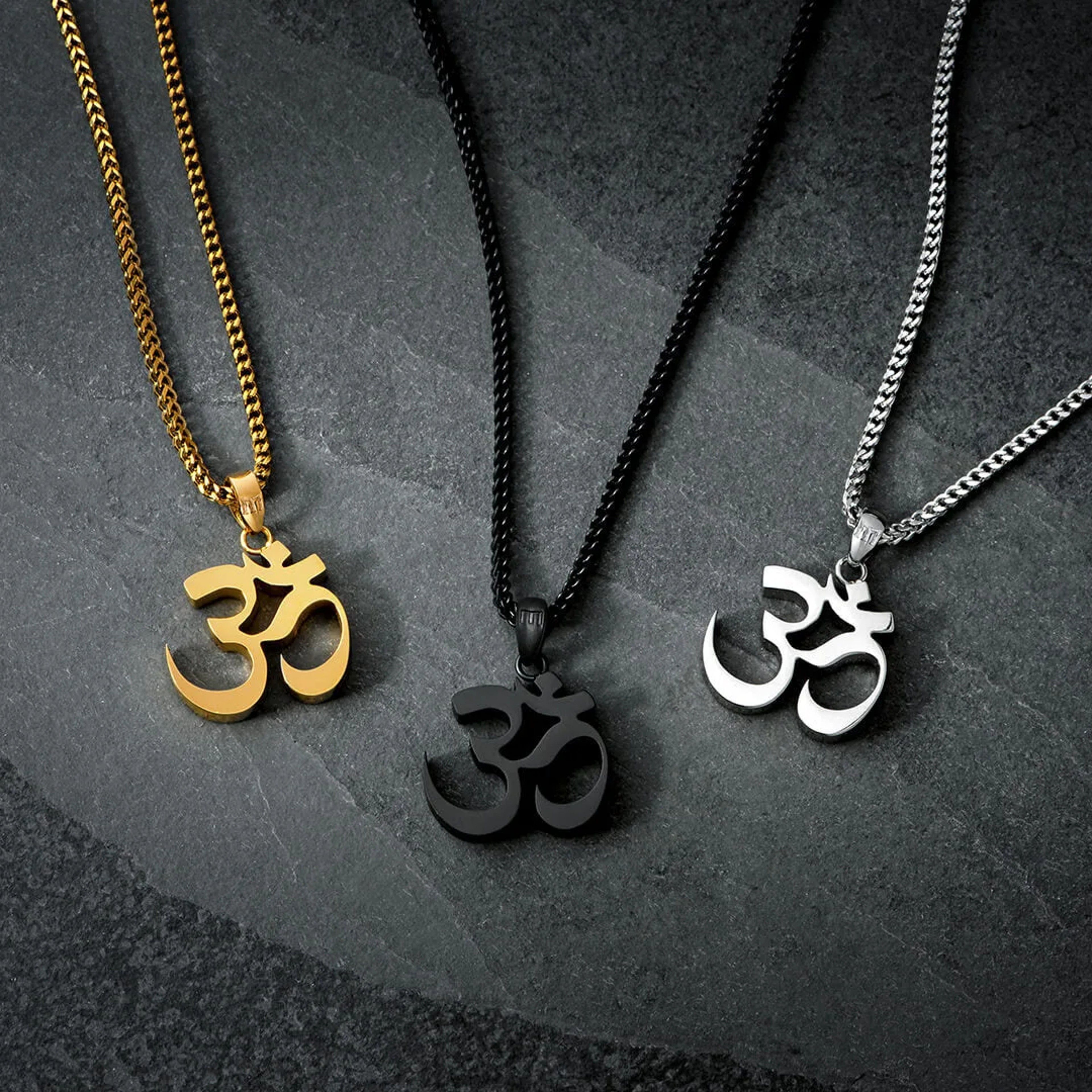 Stainless Steel Om Necklace for Men Spiritual Aum Pendant Chain Gift – view 1
