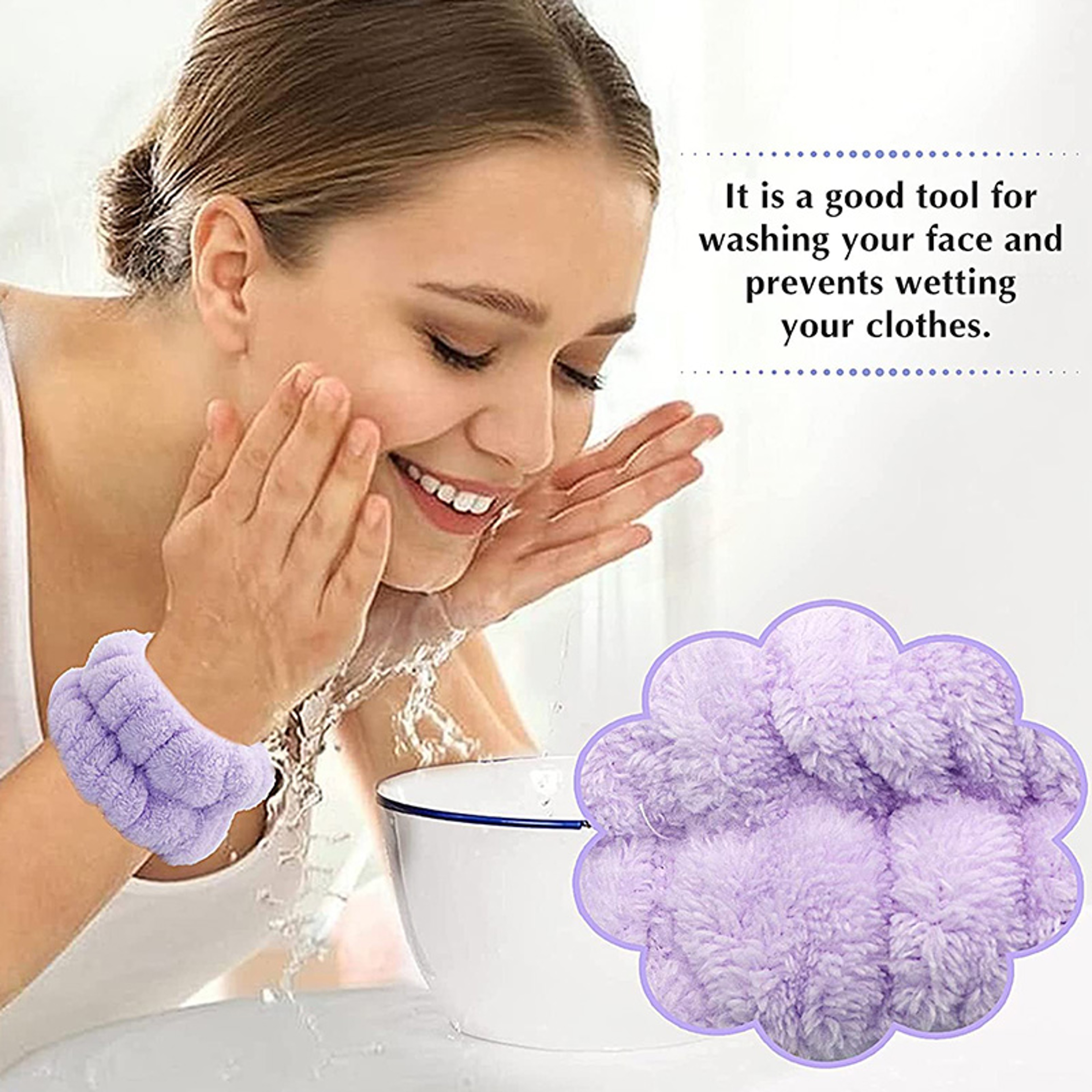 Microfiber Wrist Wash bands for Face Washing Soft Absorbent Skincare Wrist Cuffs Set – view 6
