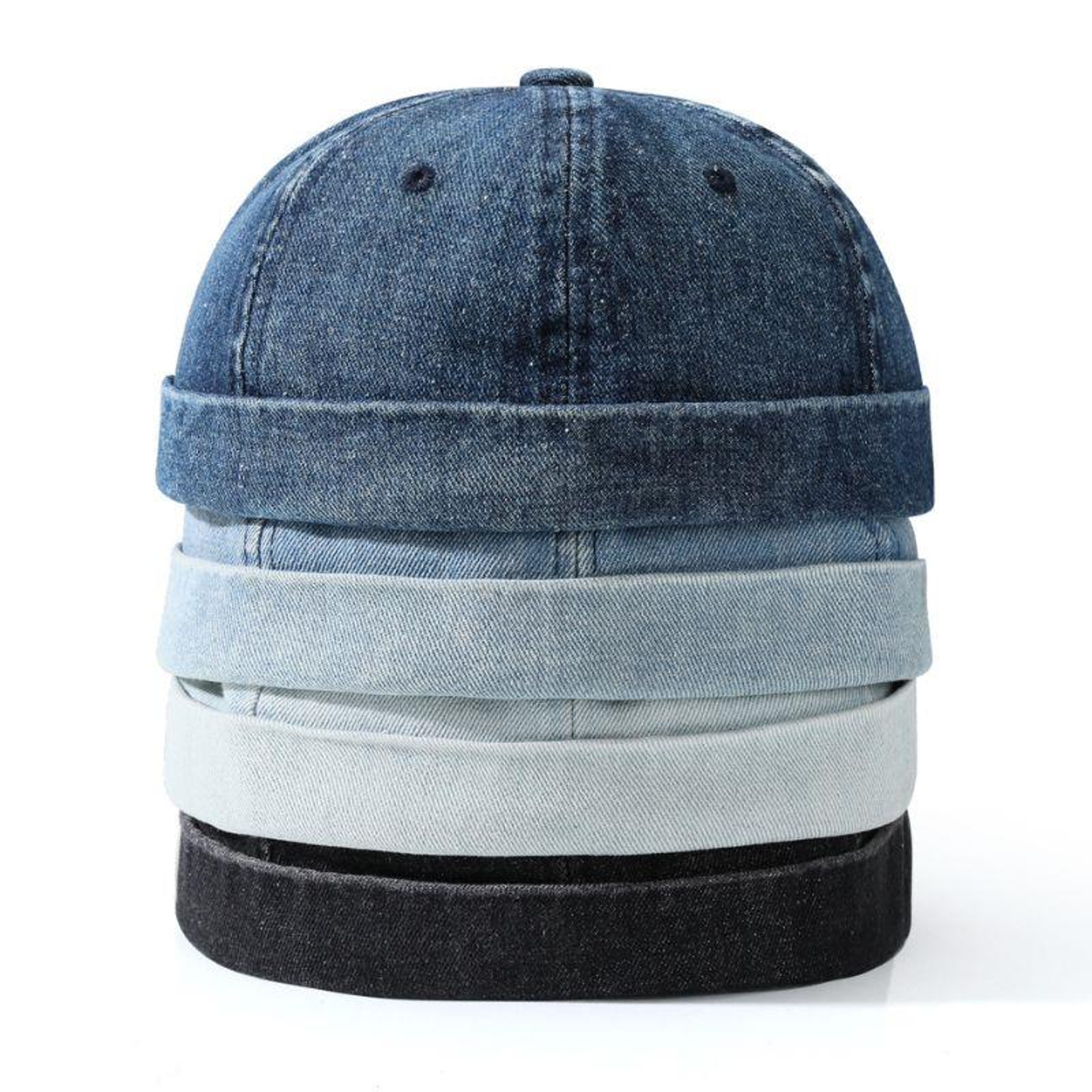 Vintage Brimless Hat Denim Docker Cap Adjustable Sailor Skullcap for Men & Women – view 4