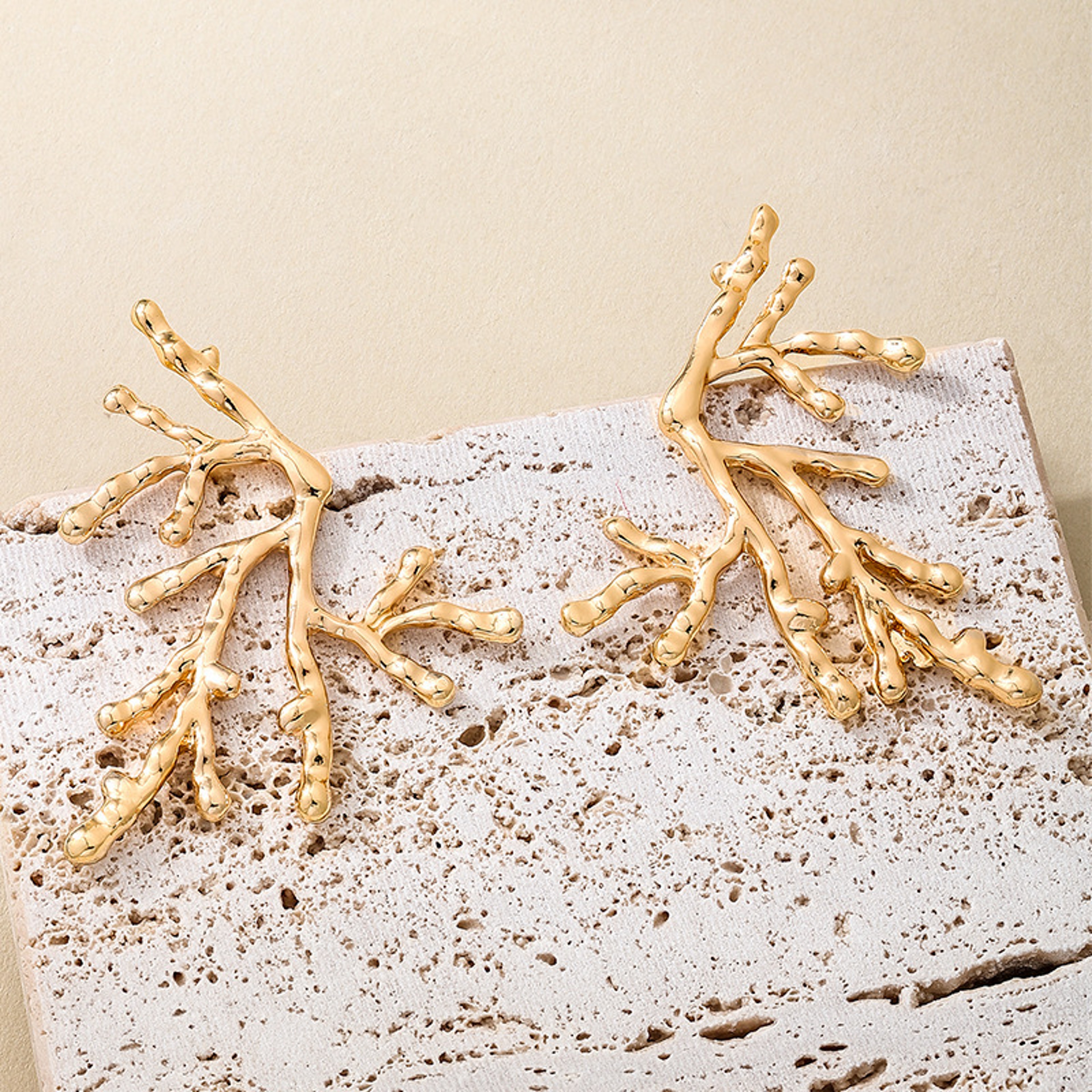 Bohemian Coral Branch Earrings Statement Beach Stud Earrings for Women – view 3