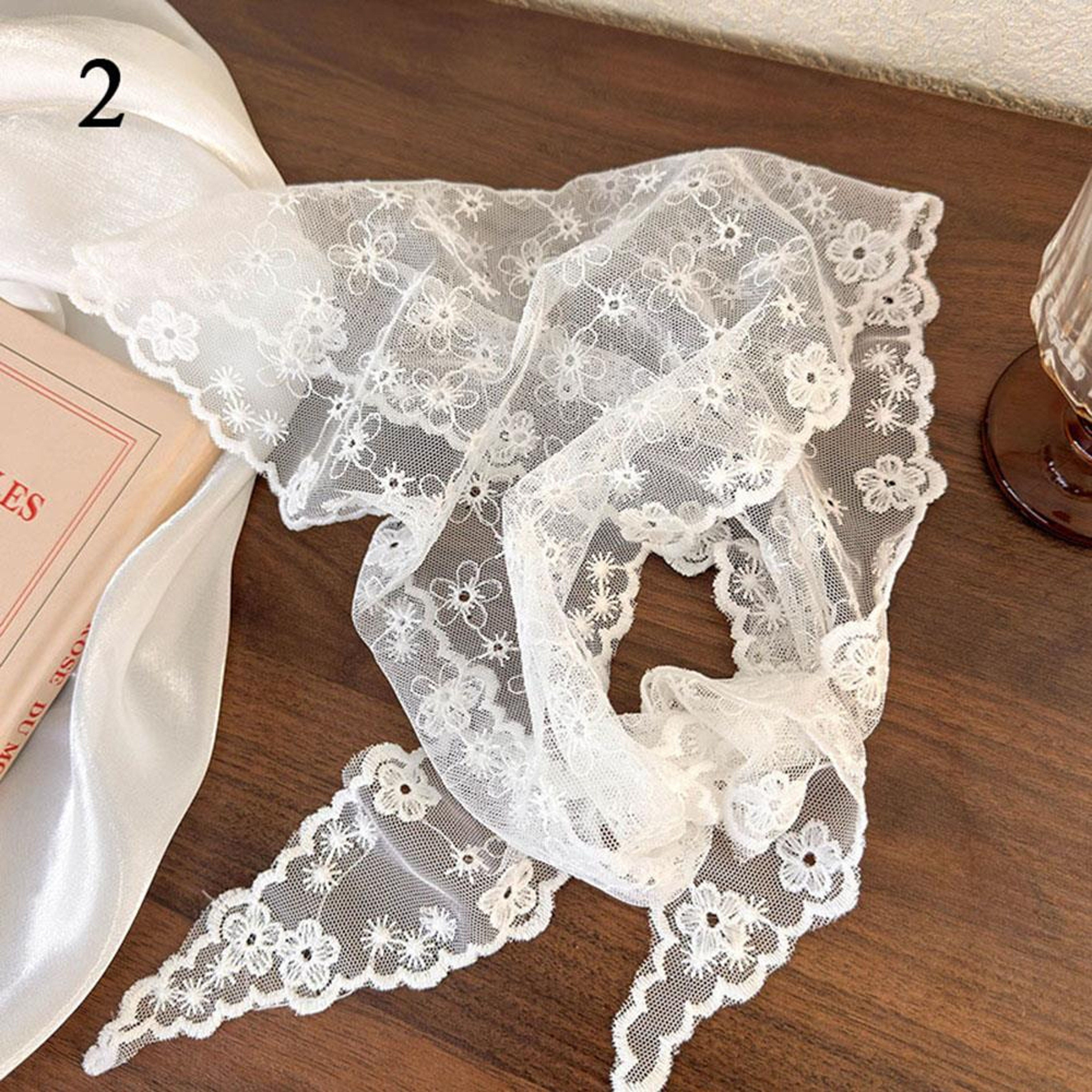 Vintage Floral Lace Triangle Head Scarf Boho Crochet Hair Kerchief for Women – view 13