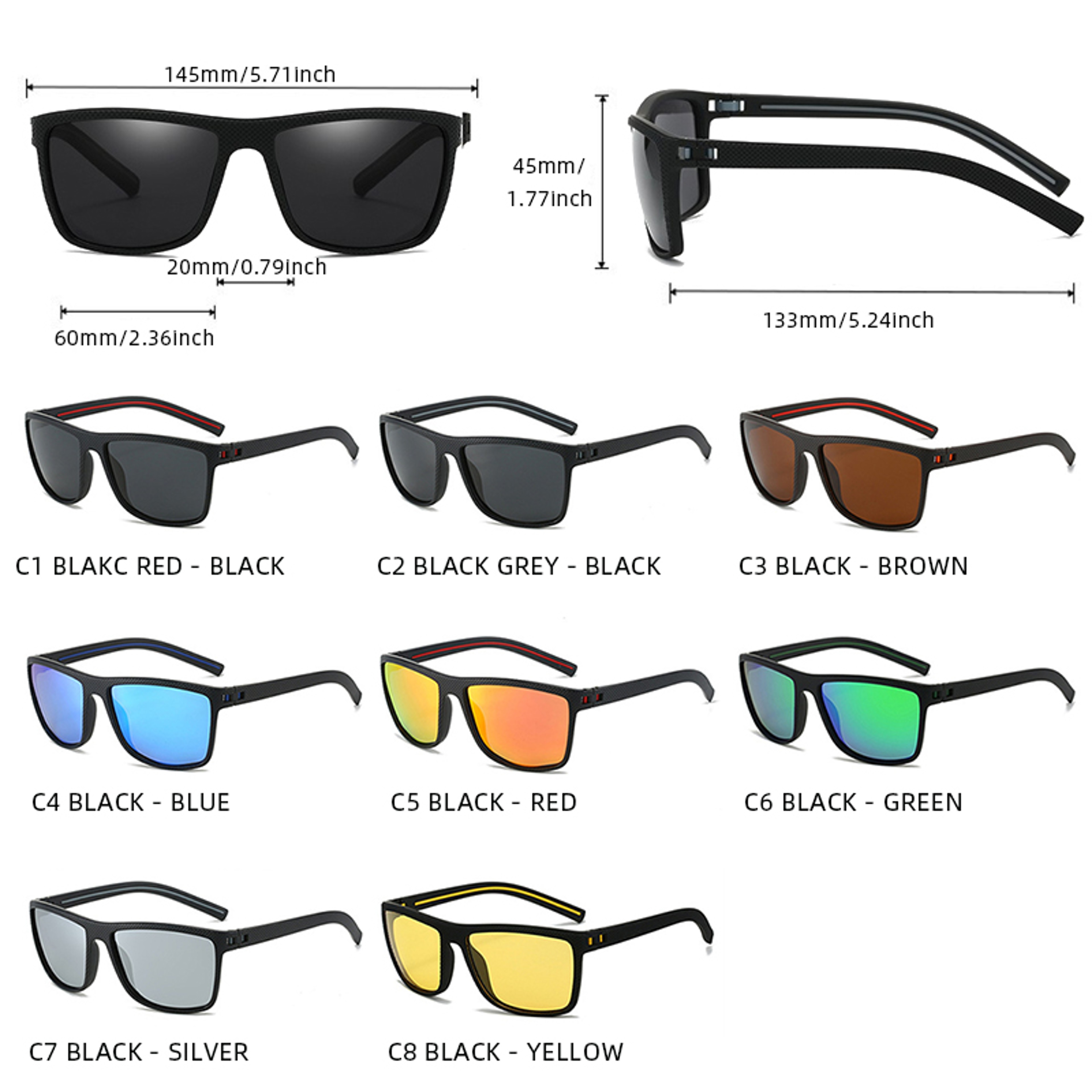 Polarized Square Sports Sunglasses for Men & Women UV Protection Driving Shades – view 5