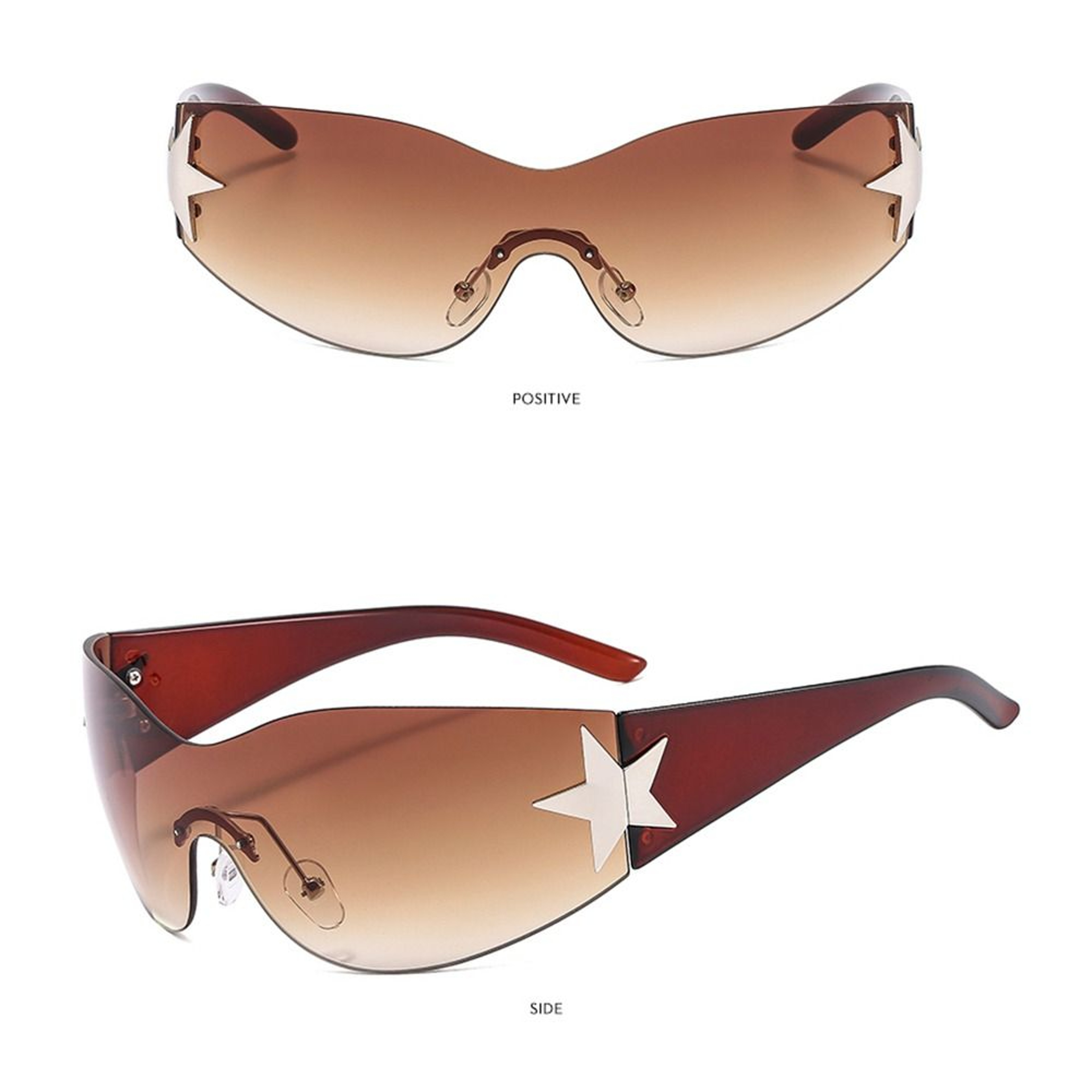 Wrap Around Sunglasses With Star Detail UV Punk Eyewear For Women  Men 4
