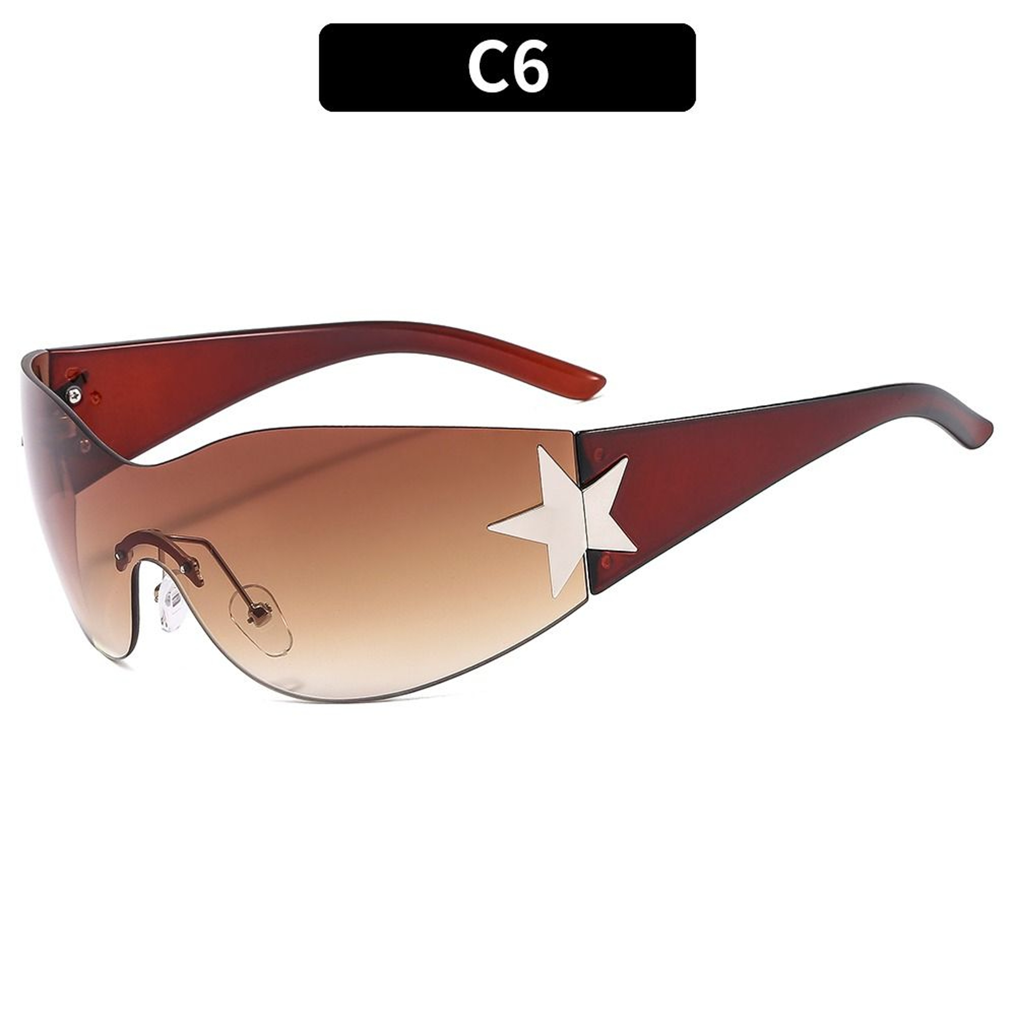 Wrap Around Sunglasses With Star Detail UV Punk Eyewear For Women  Men 11