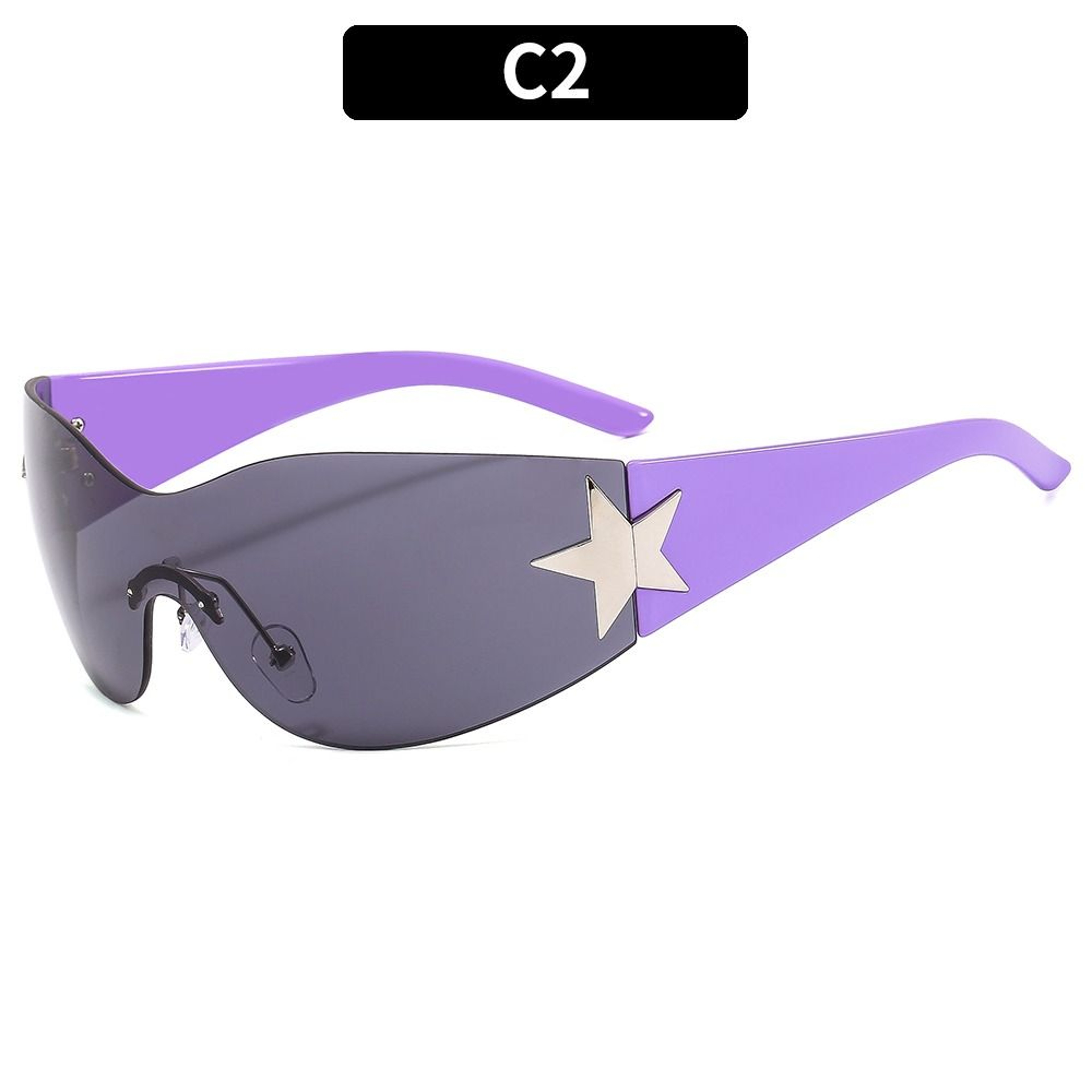 Wrap Around Sunglasses With Star Detail UV Punk Eyewear For Women  Men 7