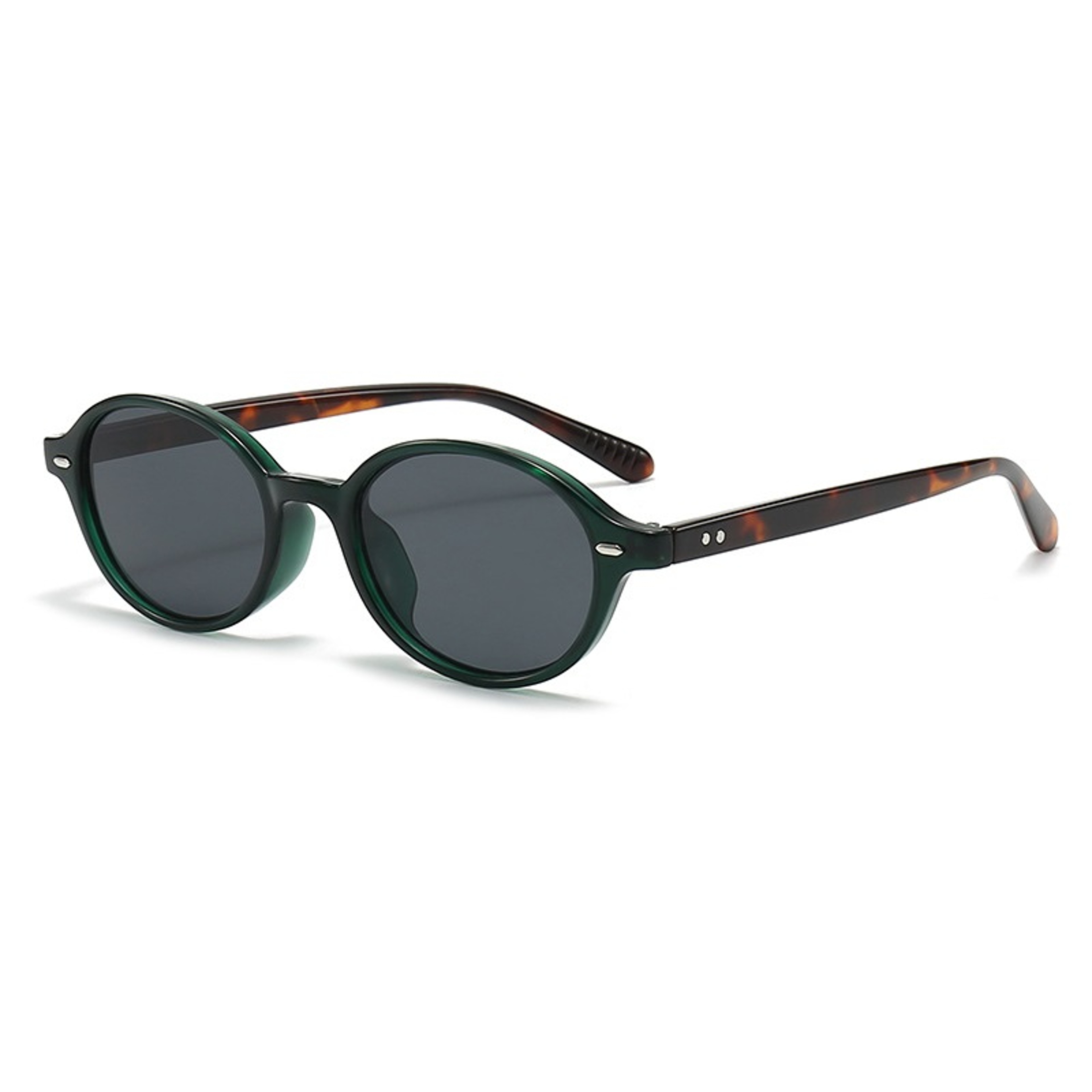 Retro Small Oval UV Sunglasses with Rivet Detail for Women & Men – view 2