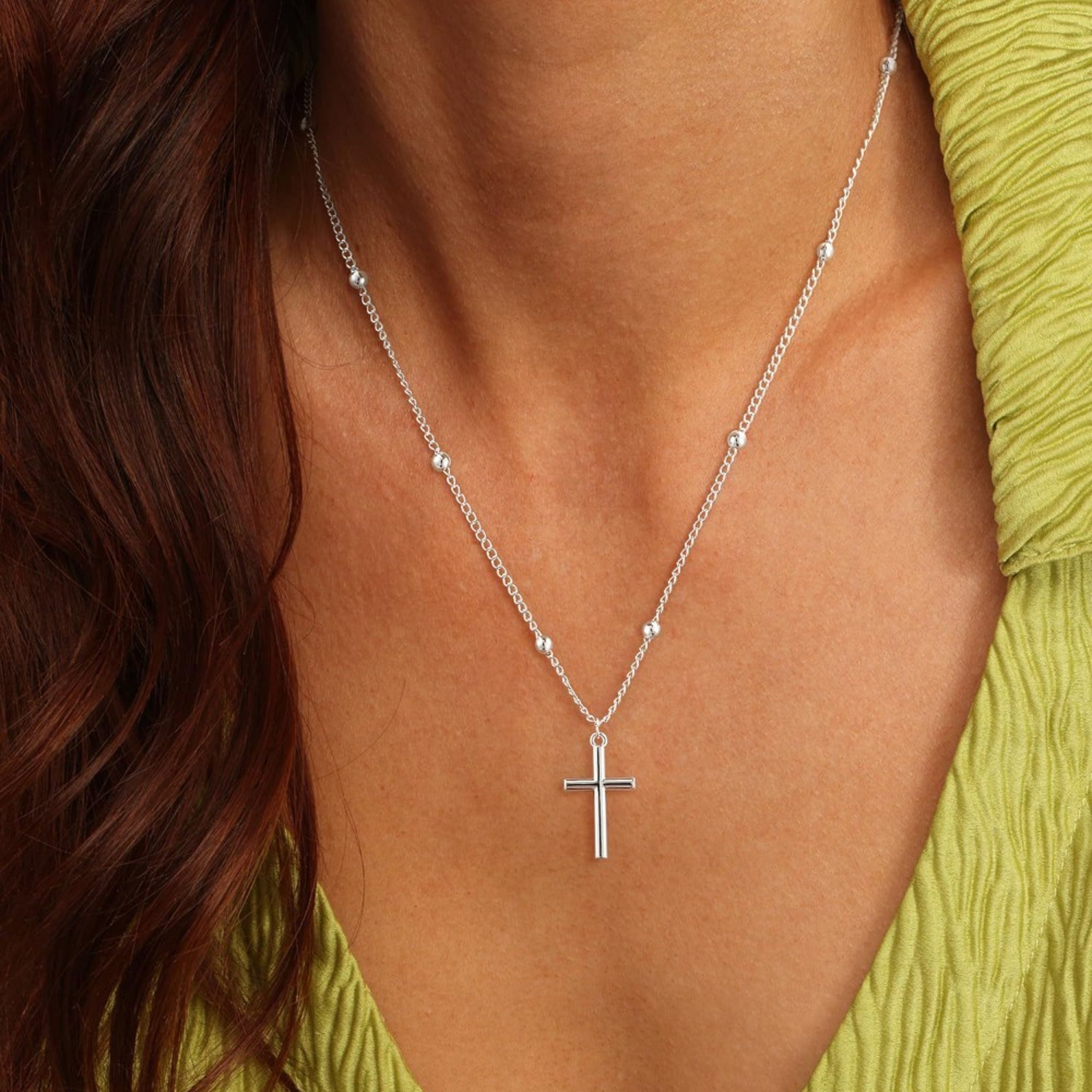 Faith Glow Cross Pendant Necklace for Women & Men in Gold or Silver – view 6