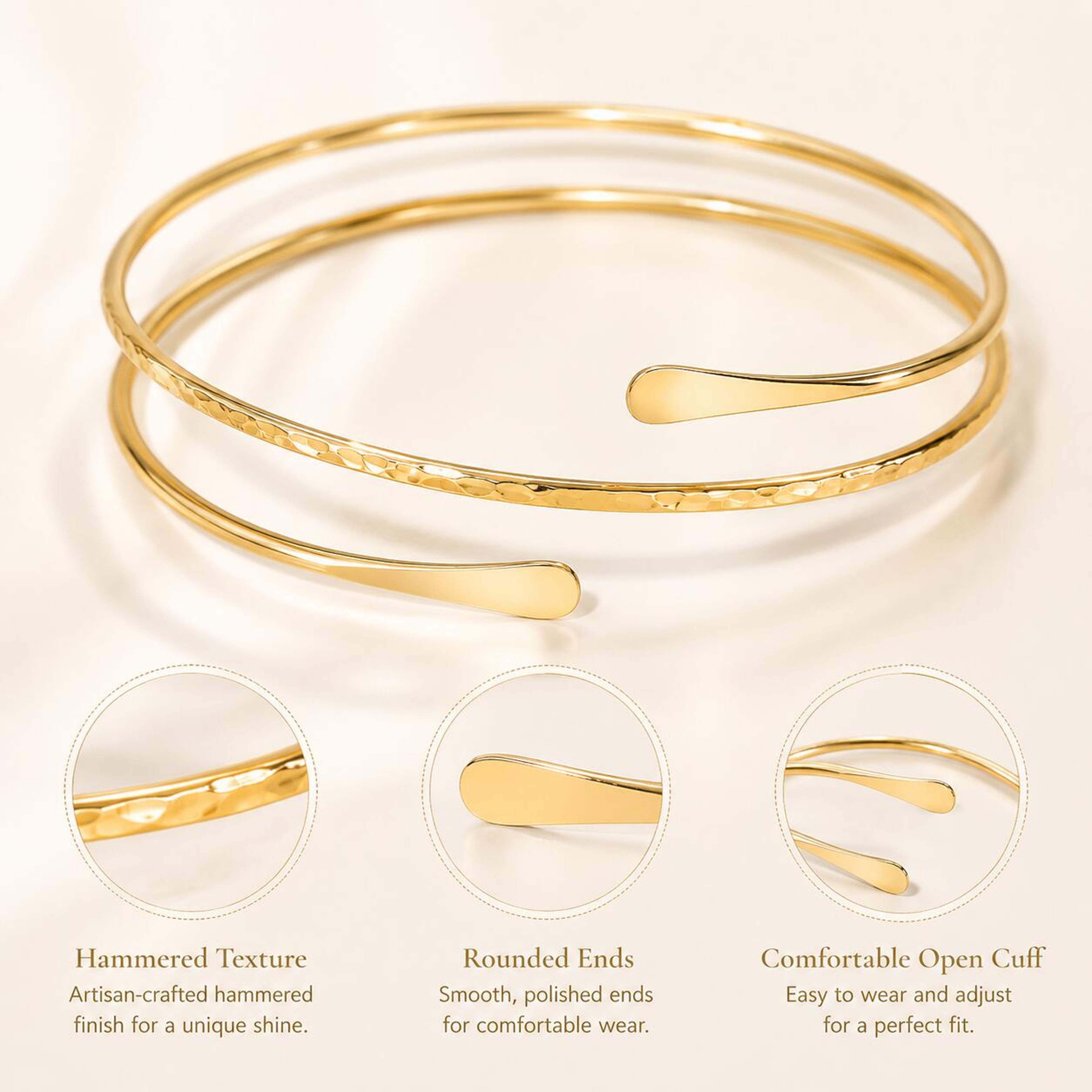Minimalist Upper Arm Cuff Bracelet Adjustable Gold Arm Cuff Statement Armlet for Women – view 6