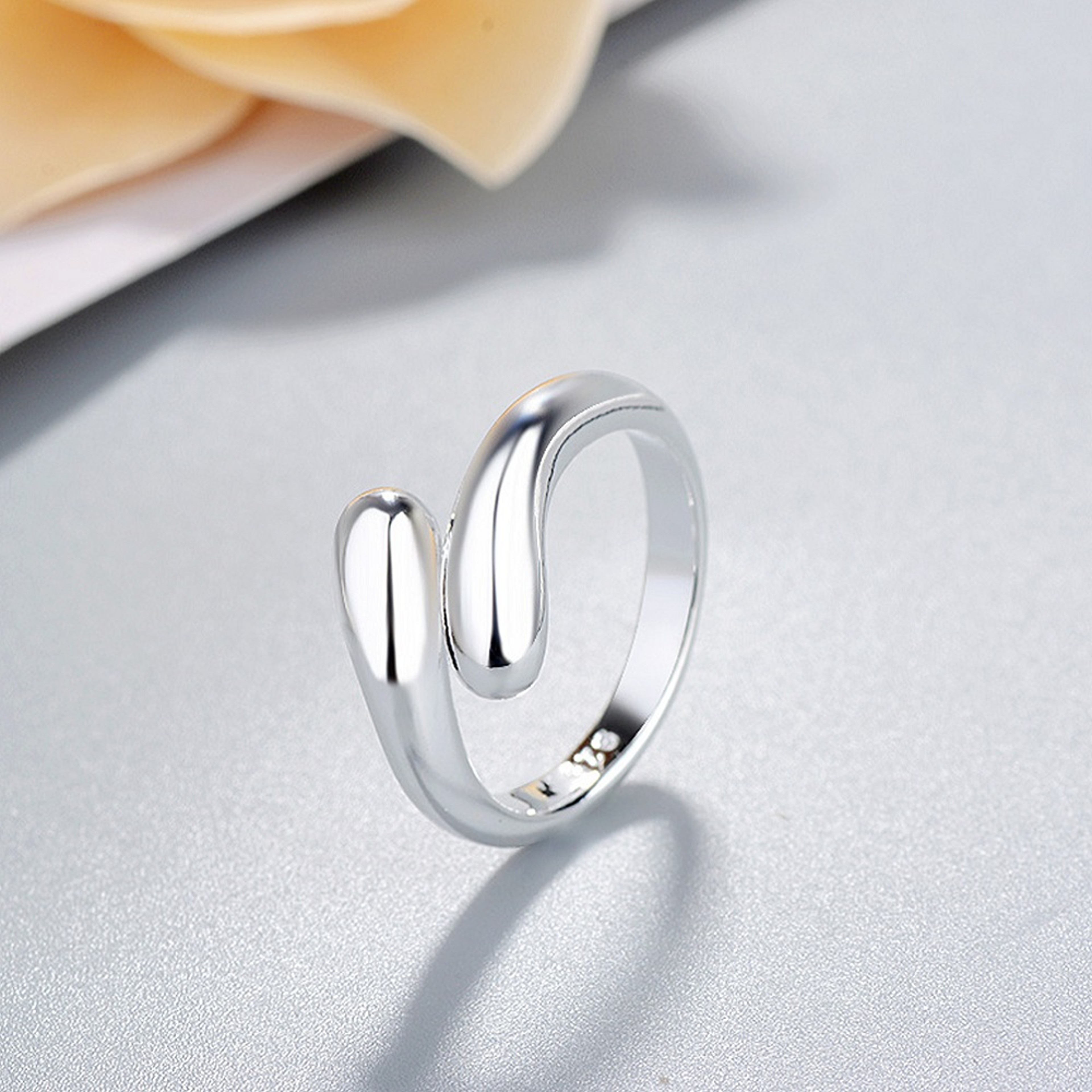 Elegant Sterling Silver Ring Water Drop Teardrop Ring For Women Wedding Party Gift 1