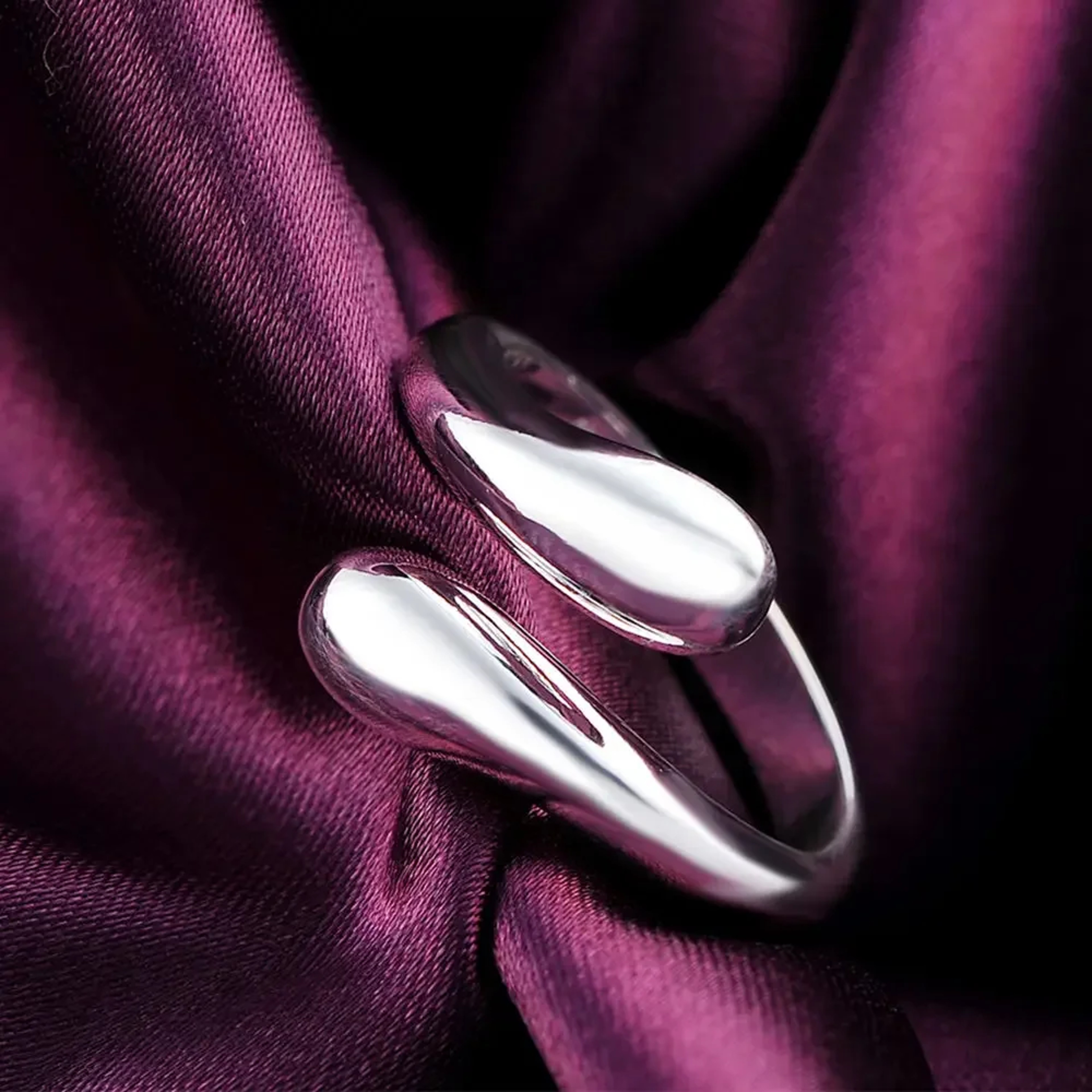 Elegant Sterling Silver Ring Water Drop Teardrop Ring For Women Wedding Party Gift 5