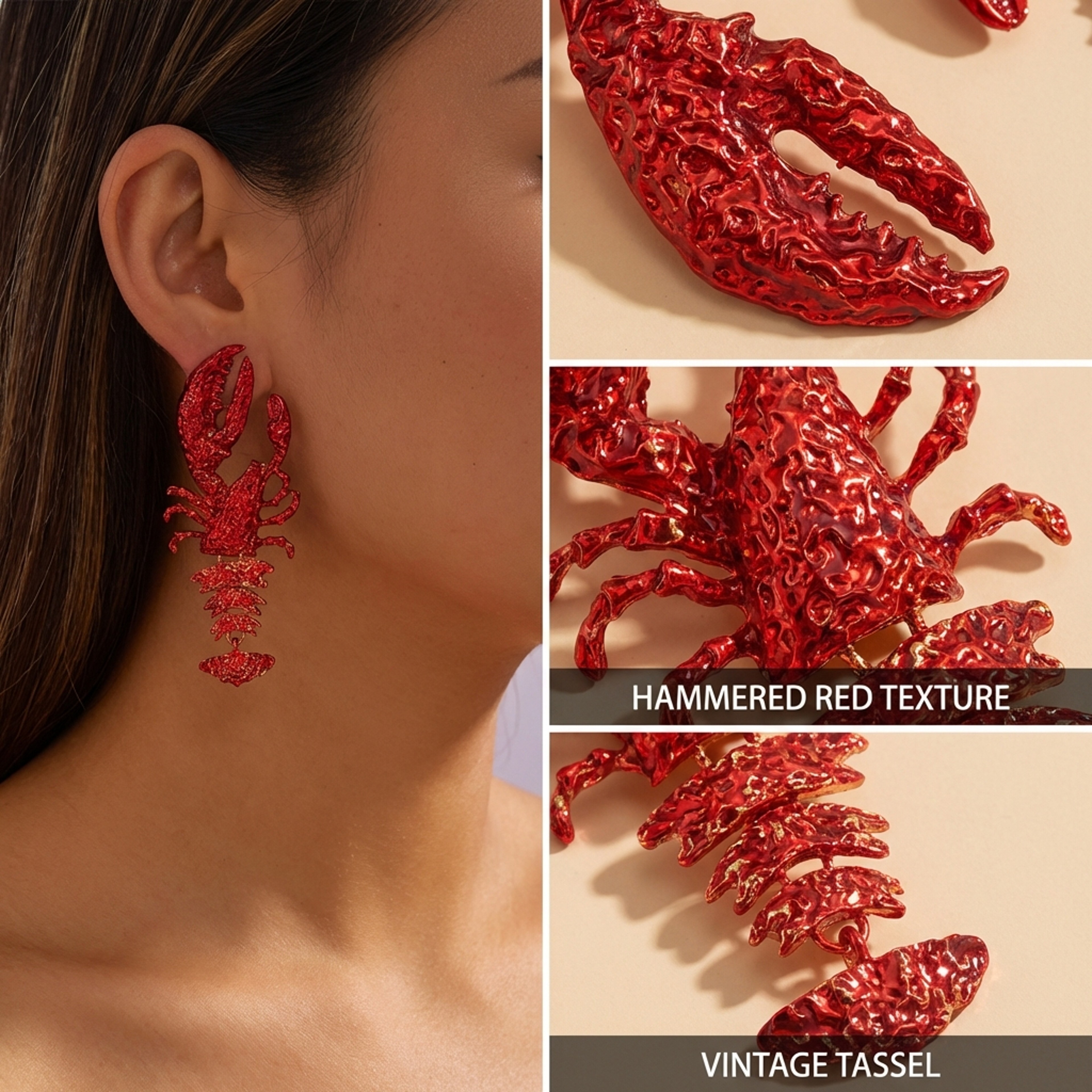 Ocean Charm Lobster Earrings With Starfish  Shell Beach Dangle Jewelry For Women 1
