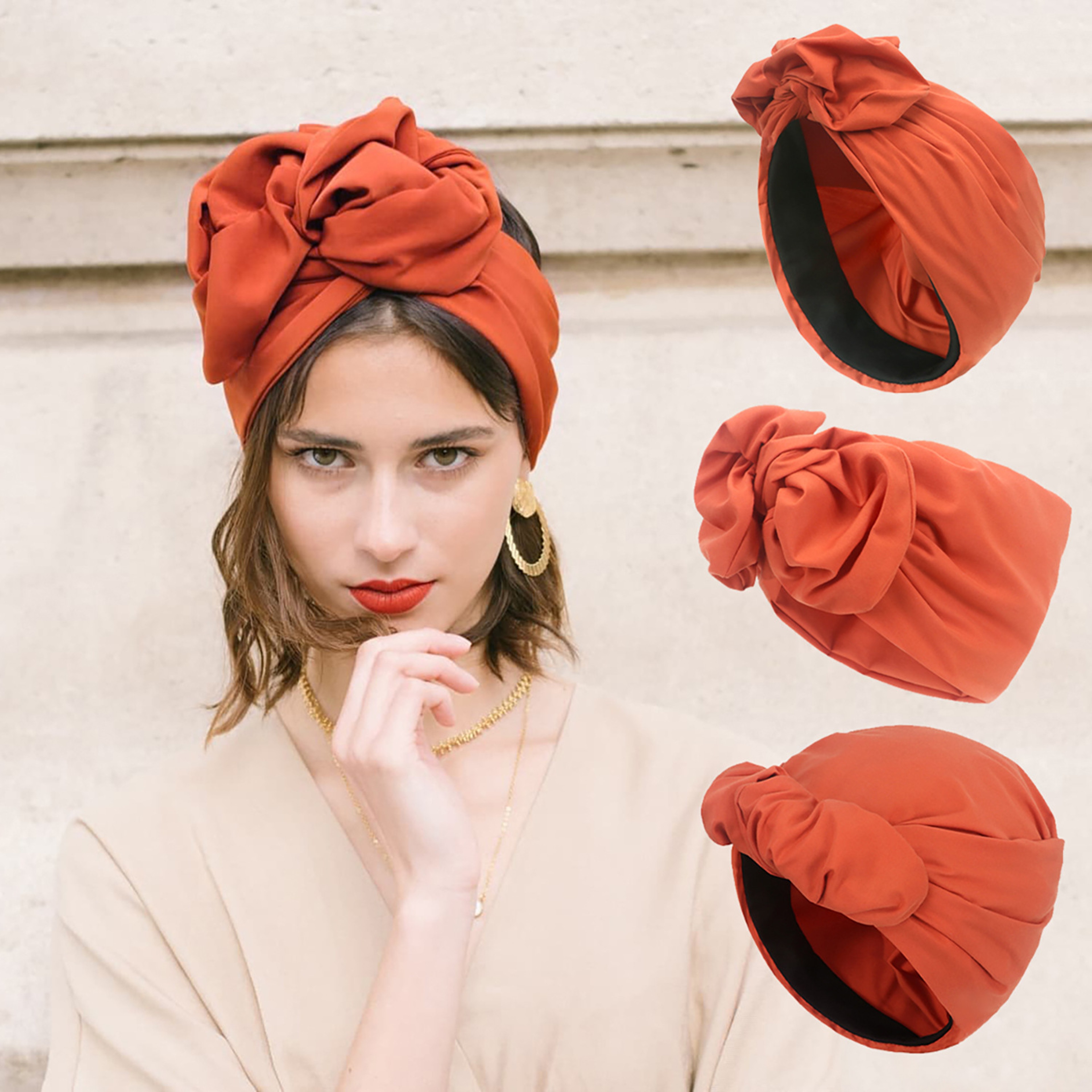 Vintage Soft Turban Hat For Women Elegant Womens Head Wrap  Stretch Headscarf Cap 0