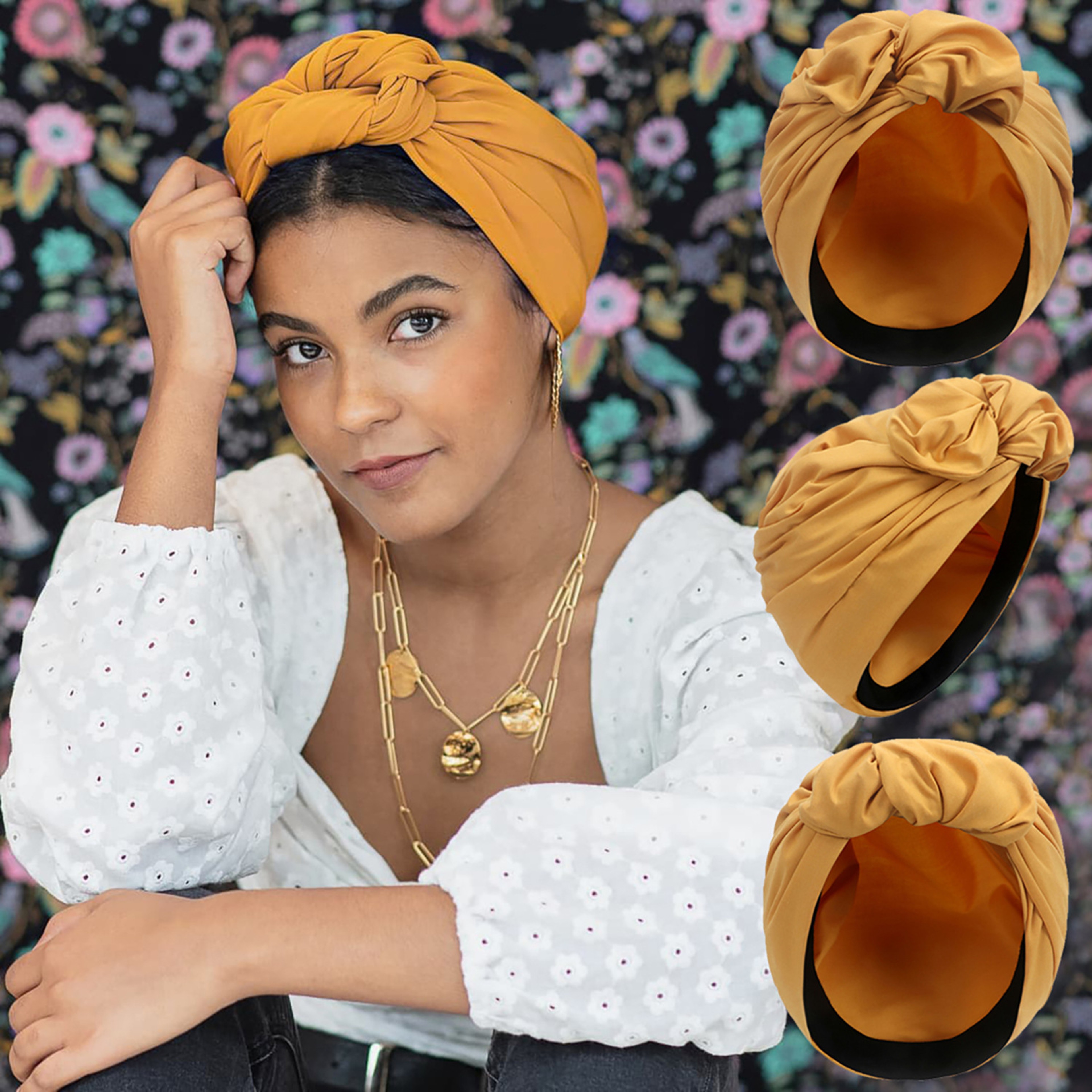 Vintage Soft Turban Hat For Women Elegant Womens Head Wrap  Stretch Headscarf Cap 3