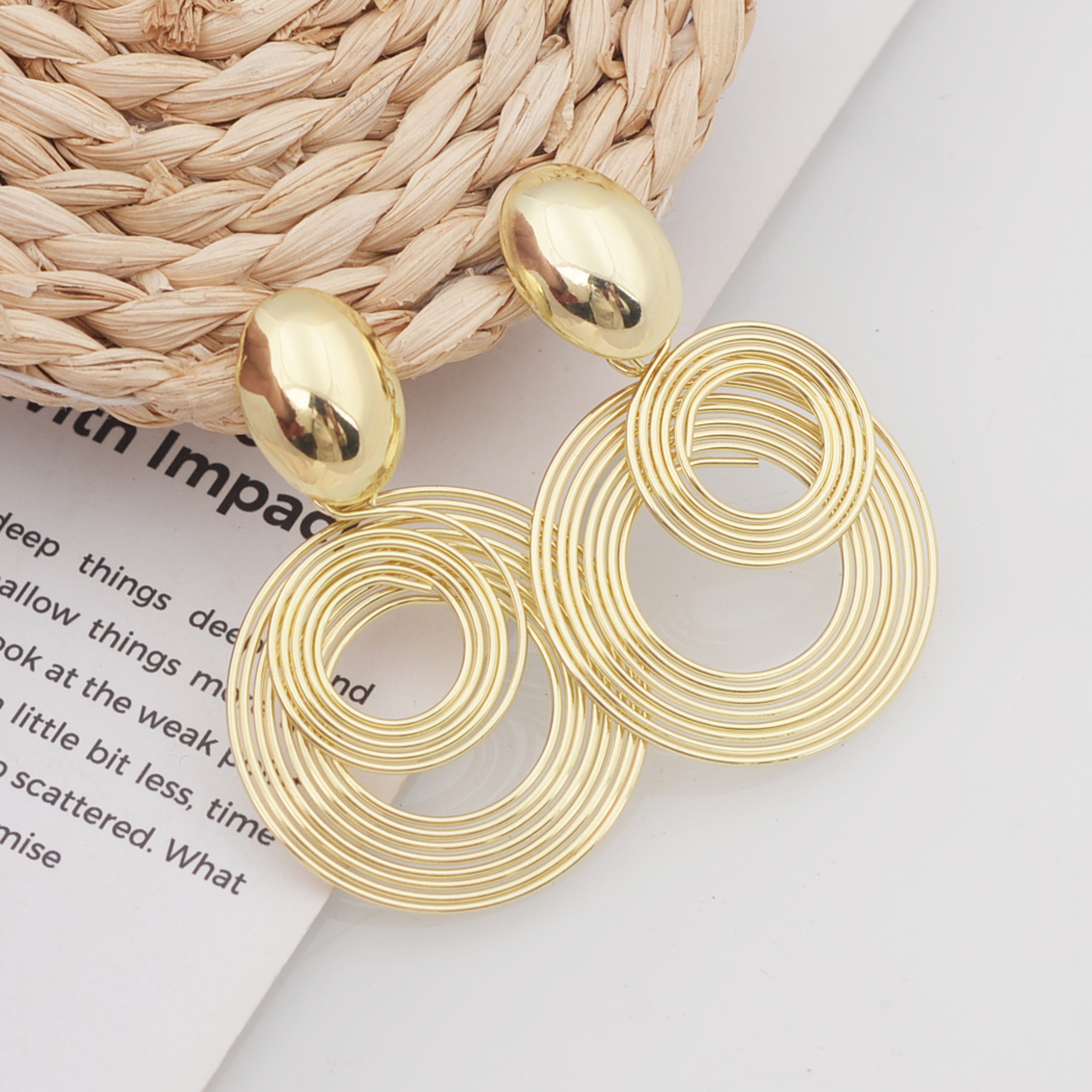 Elegant Spiral Dangle Earrings Double Circle Drop Earrings for Women in Gold or Silver – view 6