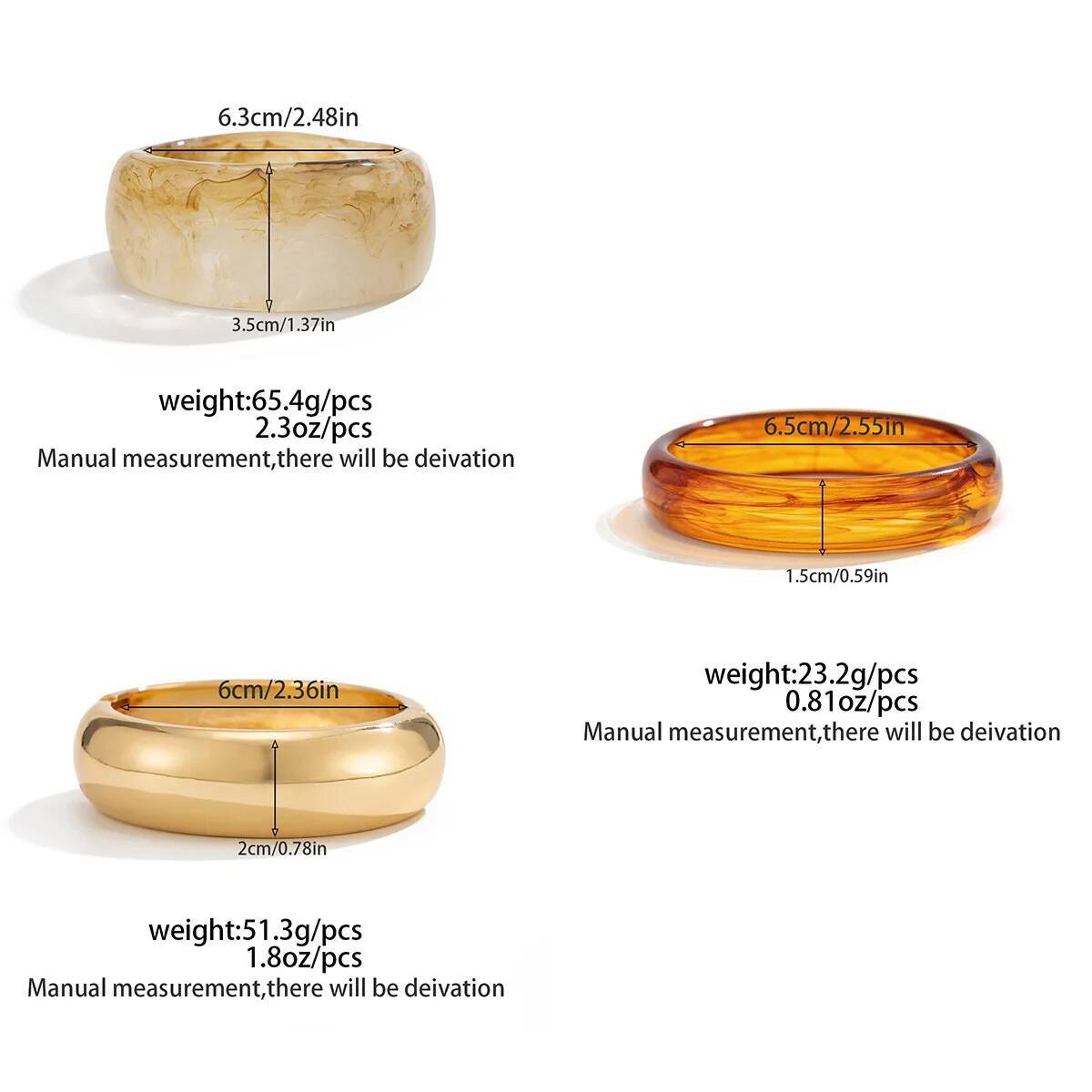 Boho Resin Bangle Wide Chunky Bracelet for Women Stackable Acrylic Cuff – view 5