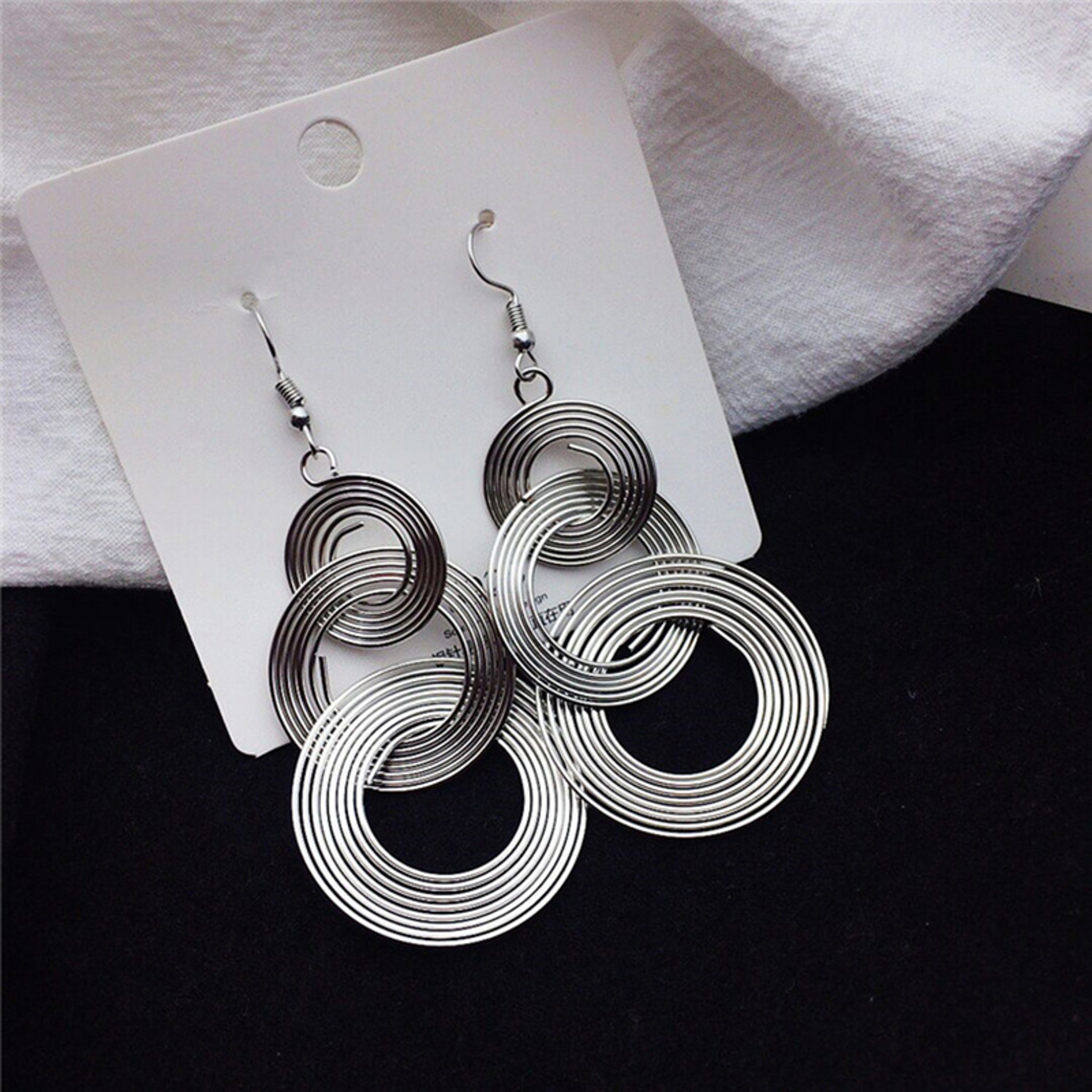 Vintage Statement Drop Earrings Geometric Round Hoop Dangle Earrings For Women 4