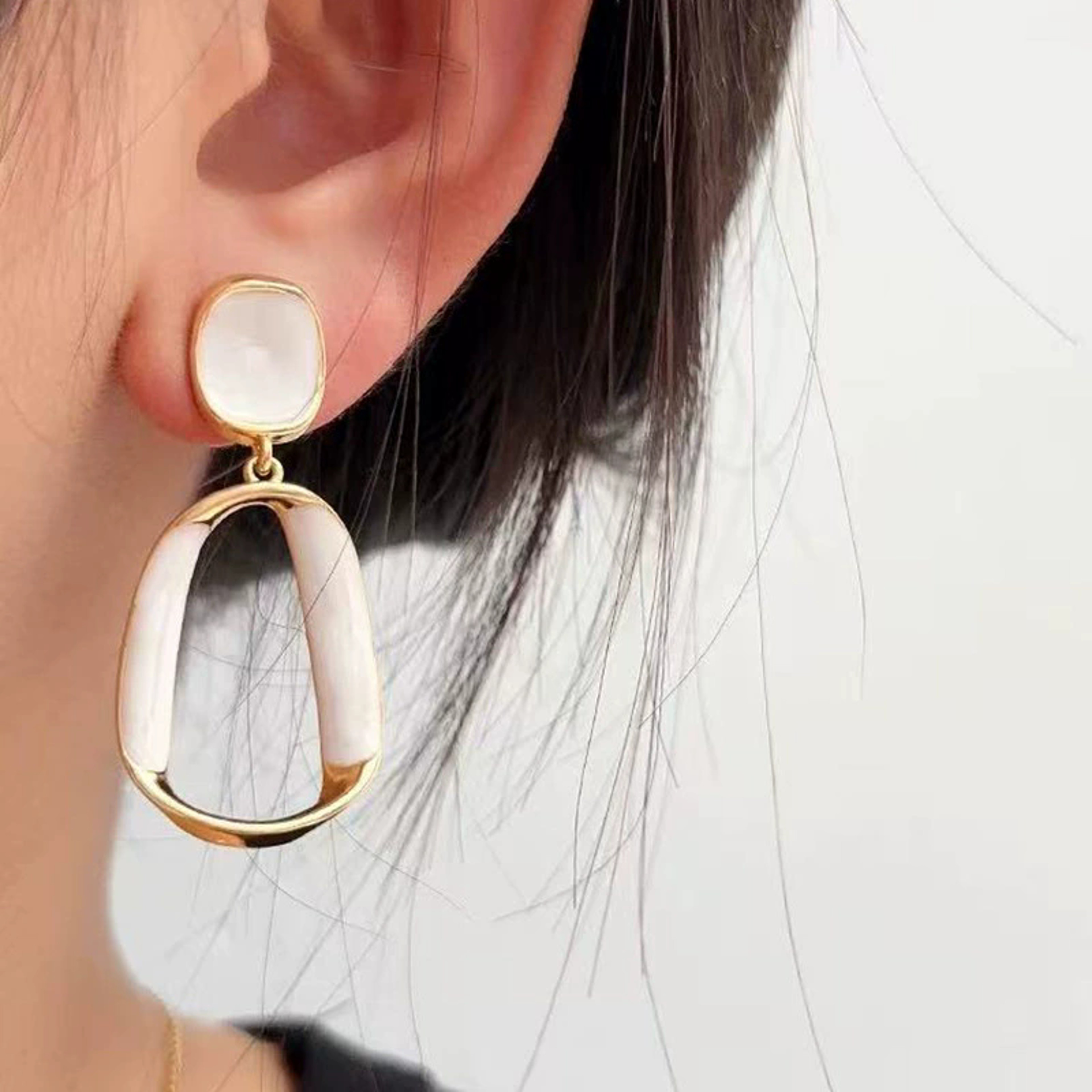 Elegant Geometric Dangle Earrings for Women Square Enamel Statement Drop Jewelry – view 4