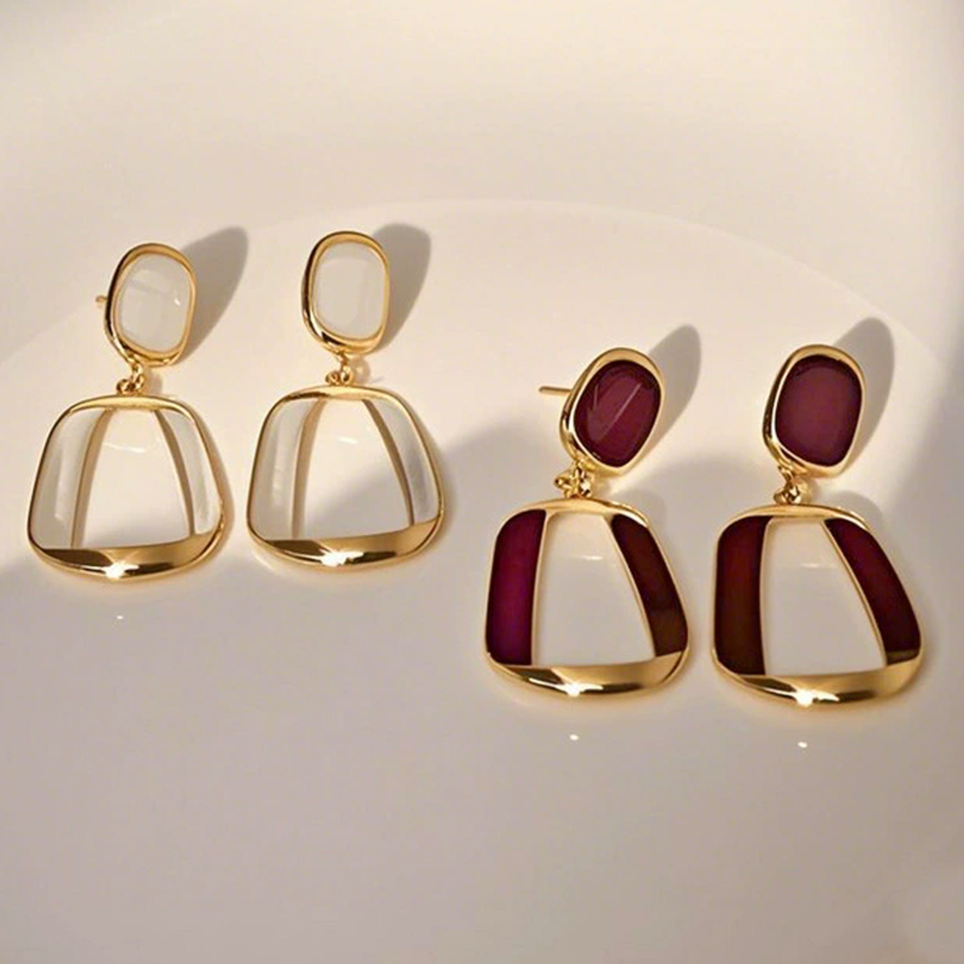 Elegant Geometric Dangle Earrings for Women Square Enamel Statement Drop Jewelry – view 5