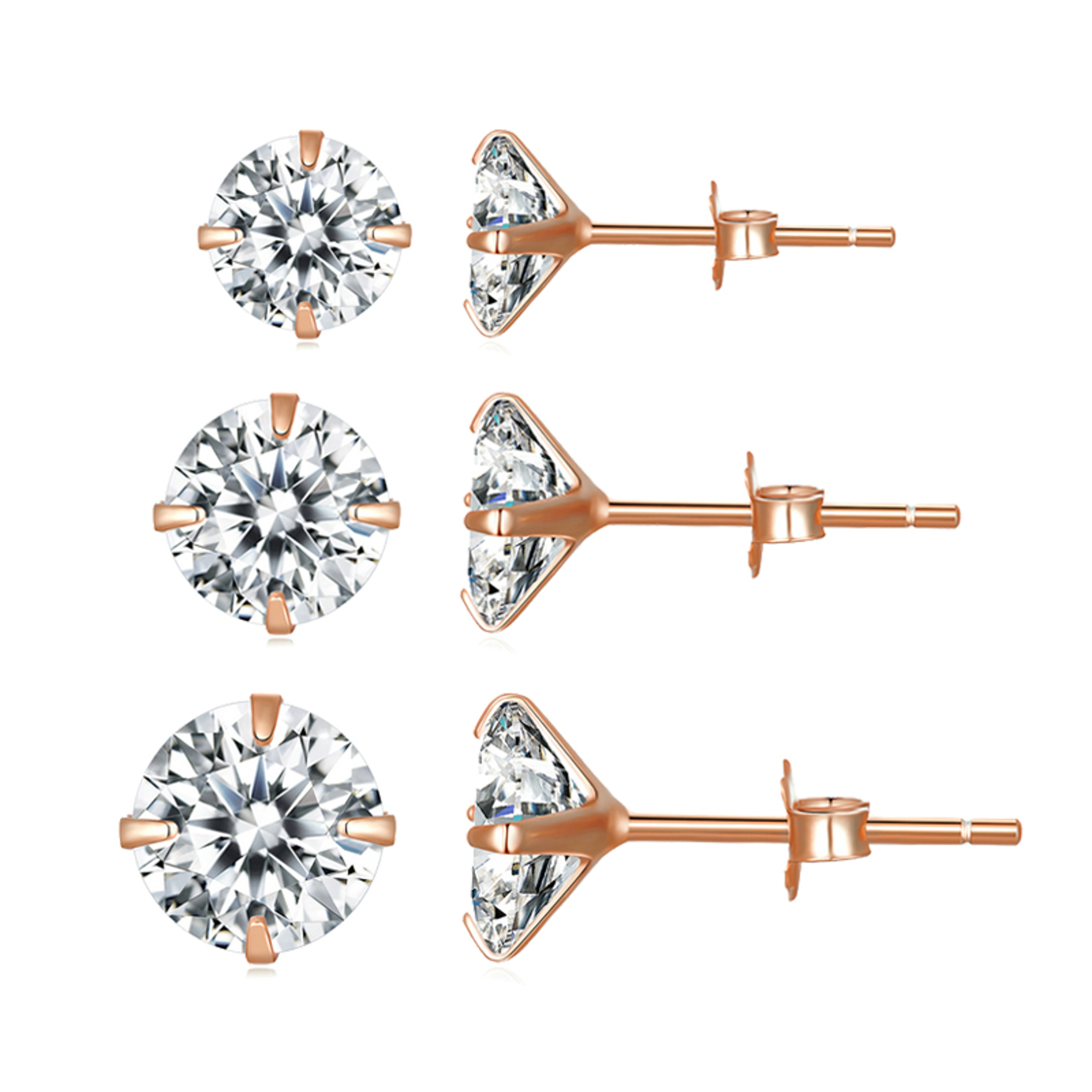 Sterling Silver Stud Earrings Set With Stones Hypoallergenic Minimalist Jewelry 7