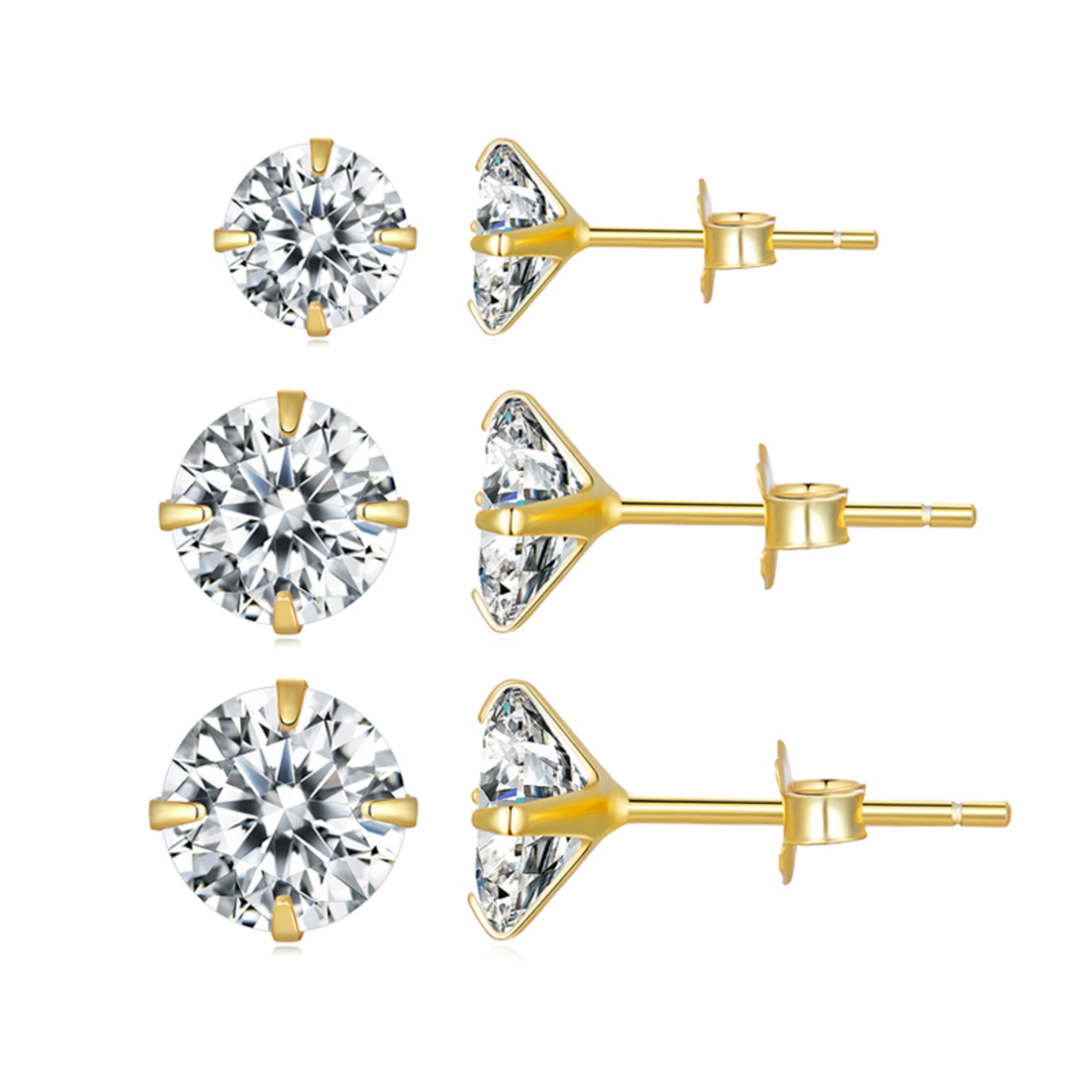 Sterling Silver Stud Earrings Set With Stones Hypoallergenic Minimalist Jewelry 8