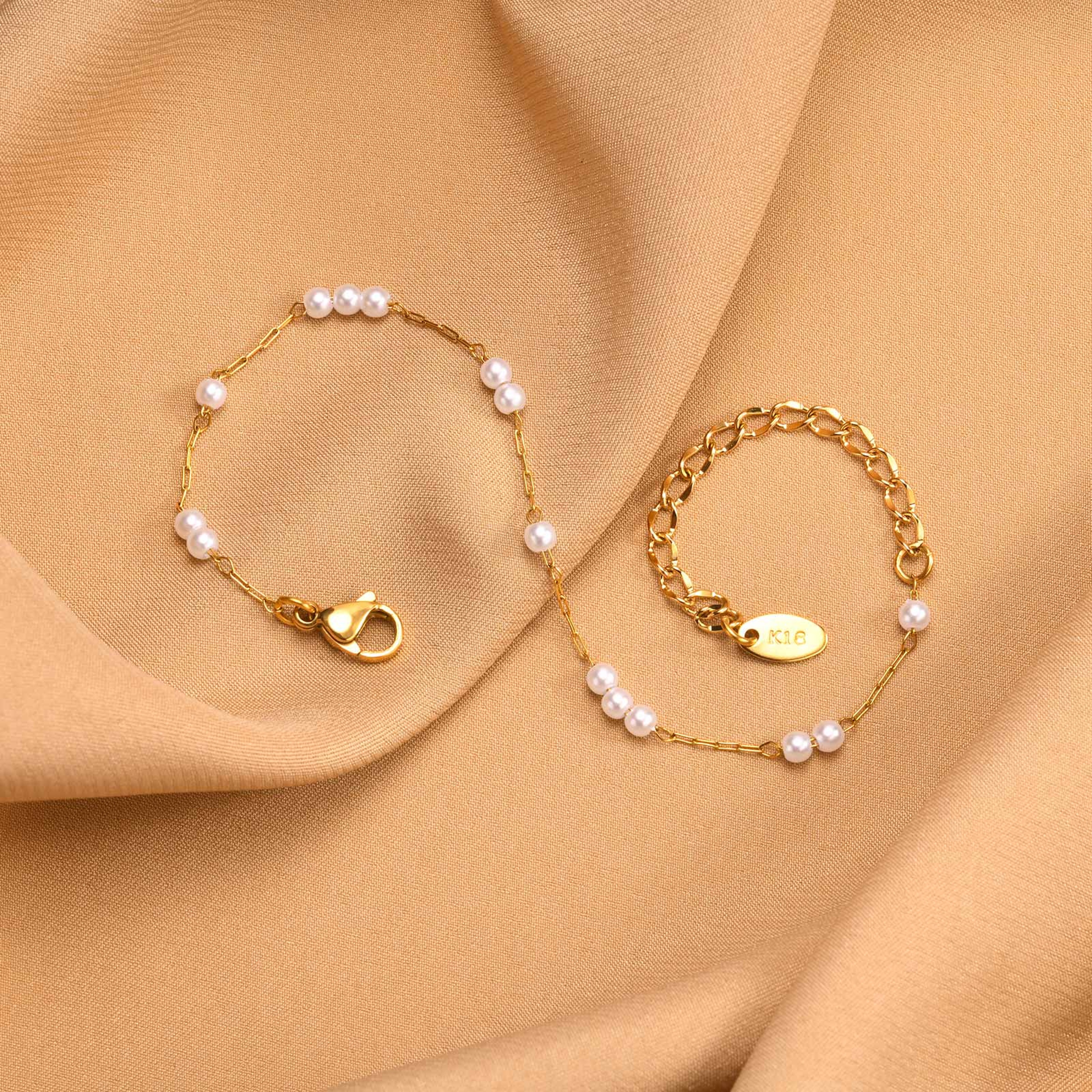 Elegant Pearl Bracelet Gold Chain Stainless Steel Bracelet For Women 3