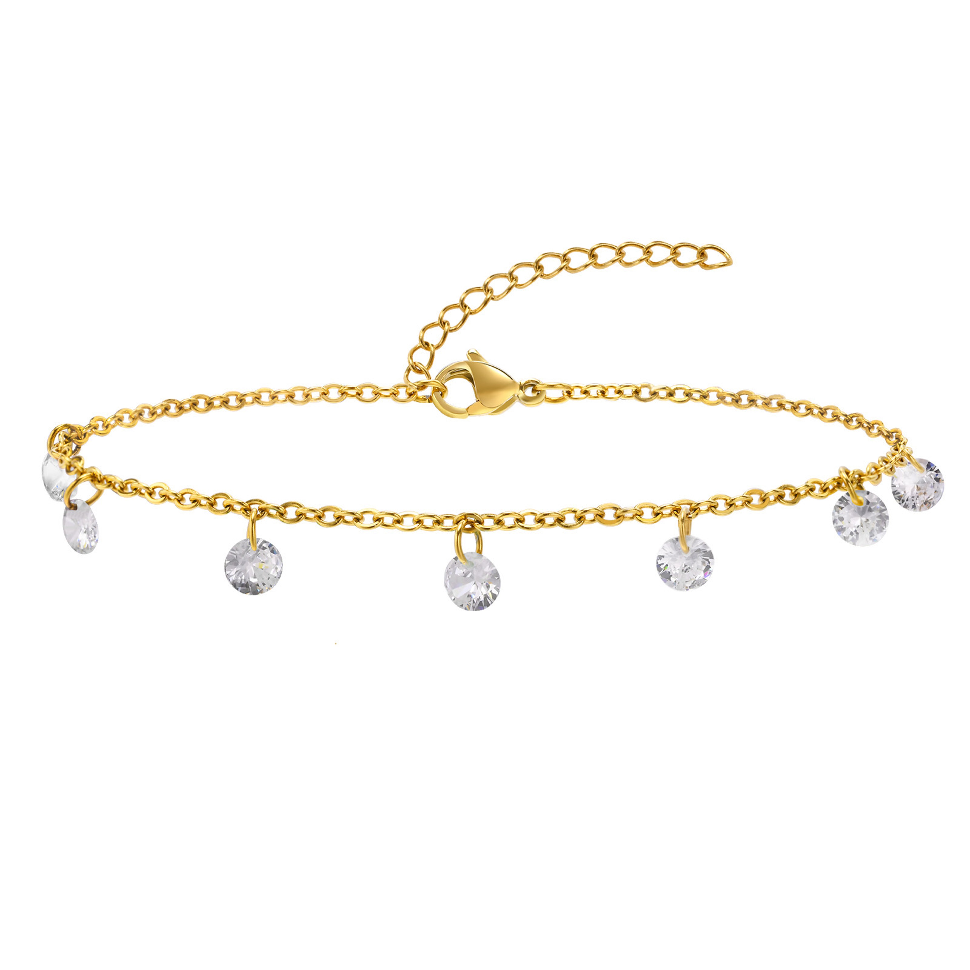 Color Spark Waterproof Anklet Adjustable Cubic Zirconia Anklet in Stainless Steel – view 8