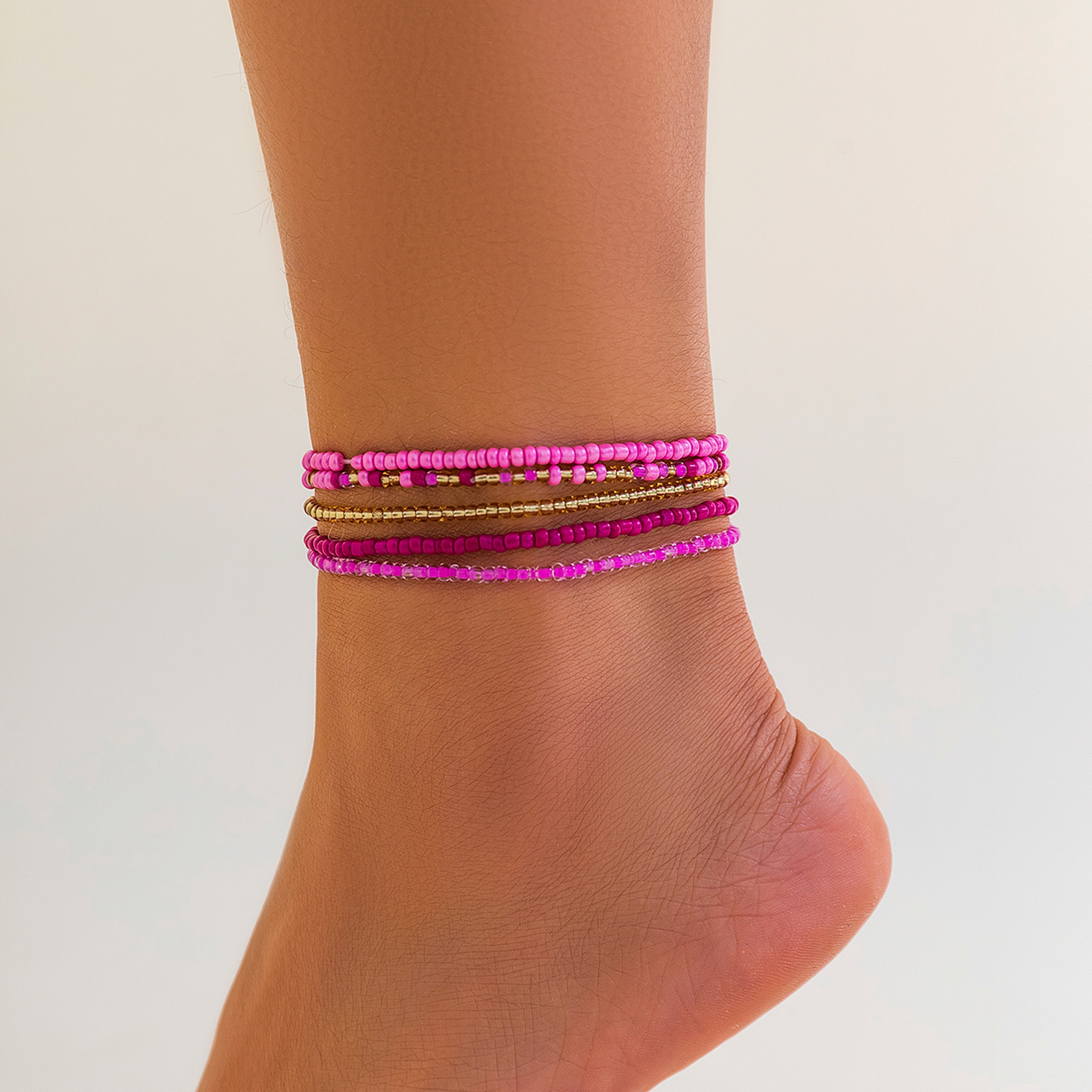 Boho Layered Seed Bead Anklet Colorful Beach Anklet Bracelet for Women – view 9