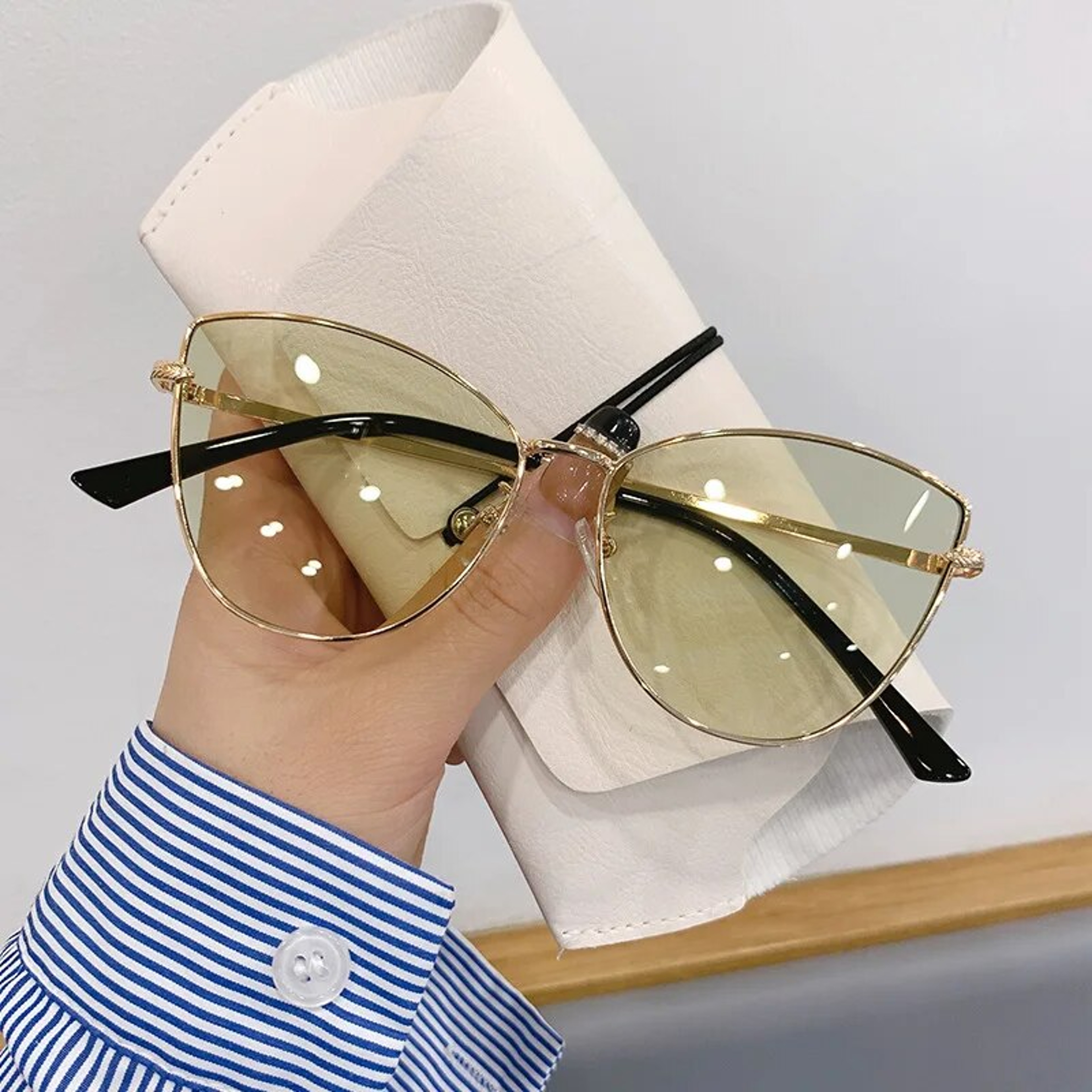 Retro Cat Eye Sunglasses For Women UV Small Metal Frame Vintage Fashion Shades 8